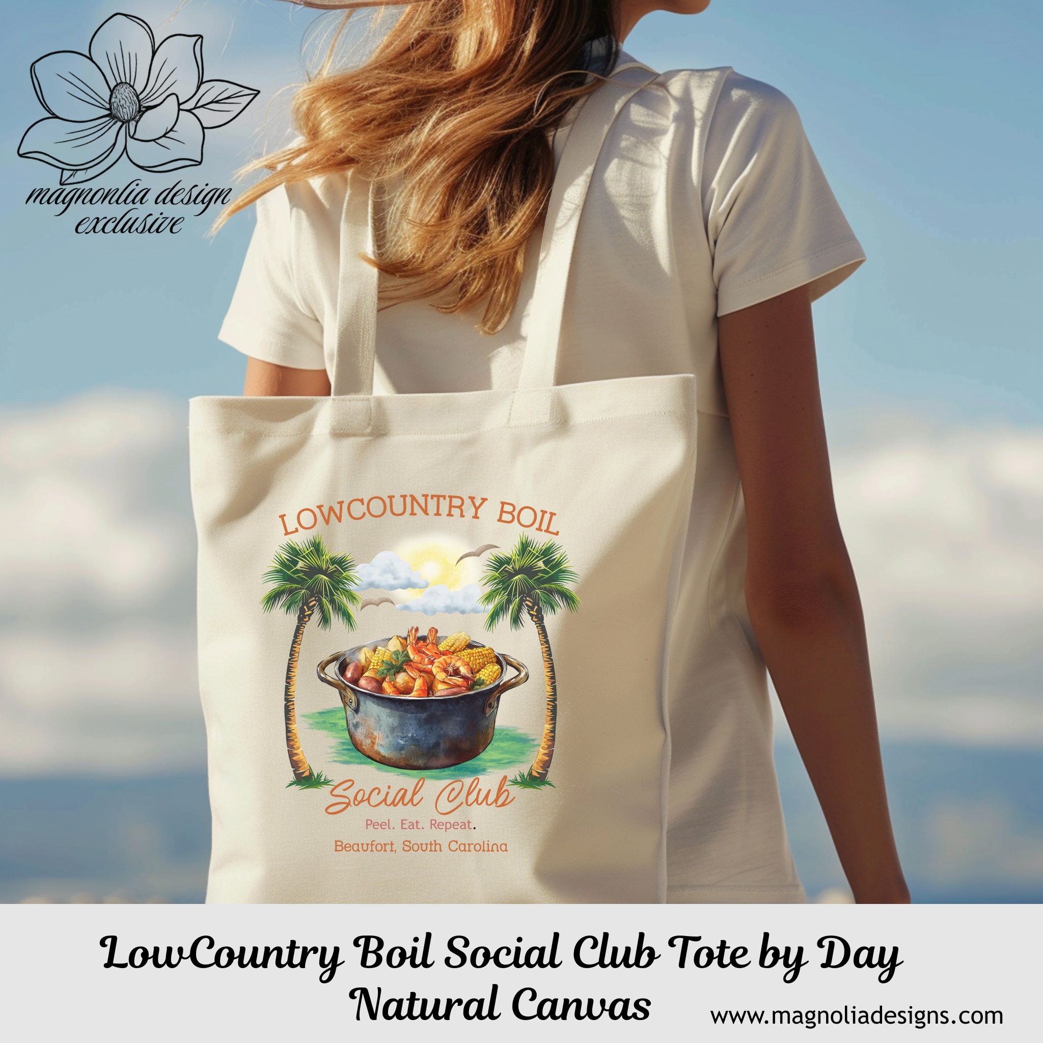 Lowcountry Boil by Day Tote | Eco-Friendly Black Canvas Tote with Southern Lowcountry Charm – Beach, Market, or Everyday Carryall product thumbnail image Lowcountry Boil by Day Tote | Eco-Friendly Black Canvas Tote with Southern Lowcountry Charm – Beach, Market, or Everyday Carryall product thumbnail image