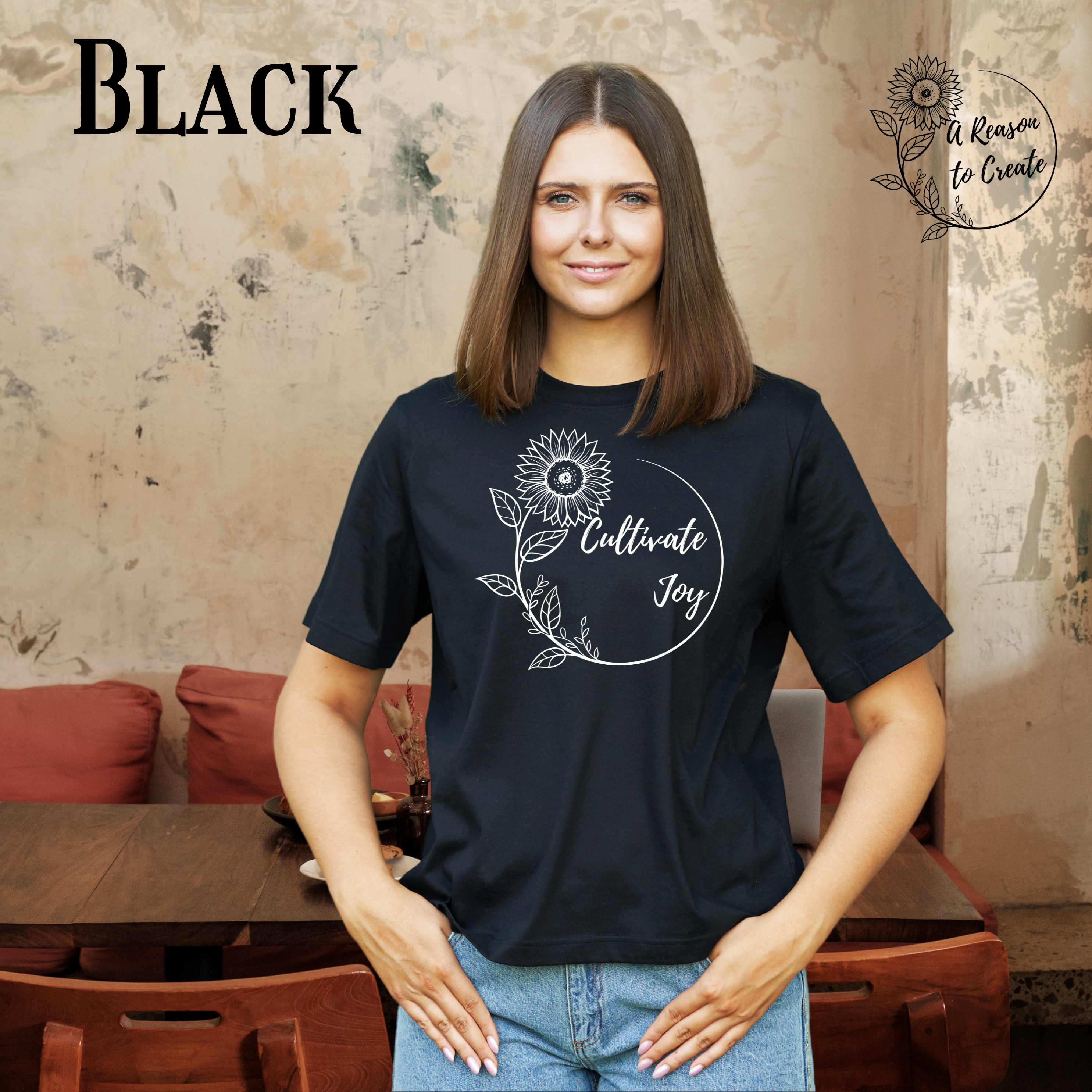 Cultivate Joy Sunflower Unisex T-Shirt, Positive Vibes Tee, Gift for Her, Everyday Wear, Eco-Friendly Fashion, Inspirational Quote Shirt product thumbnail image
