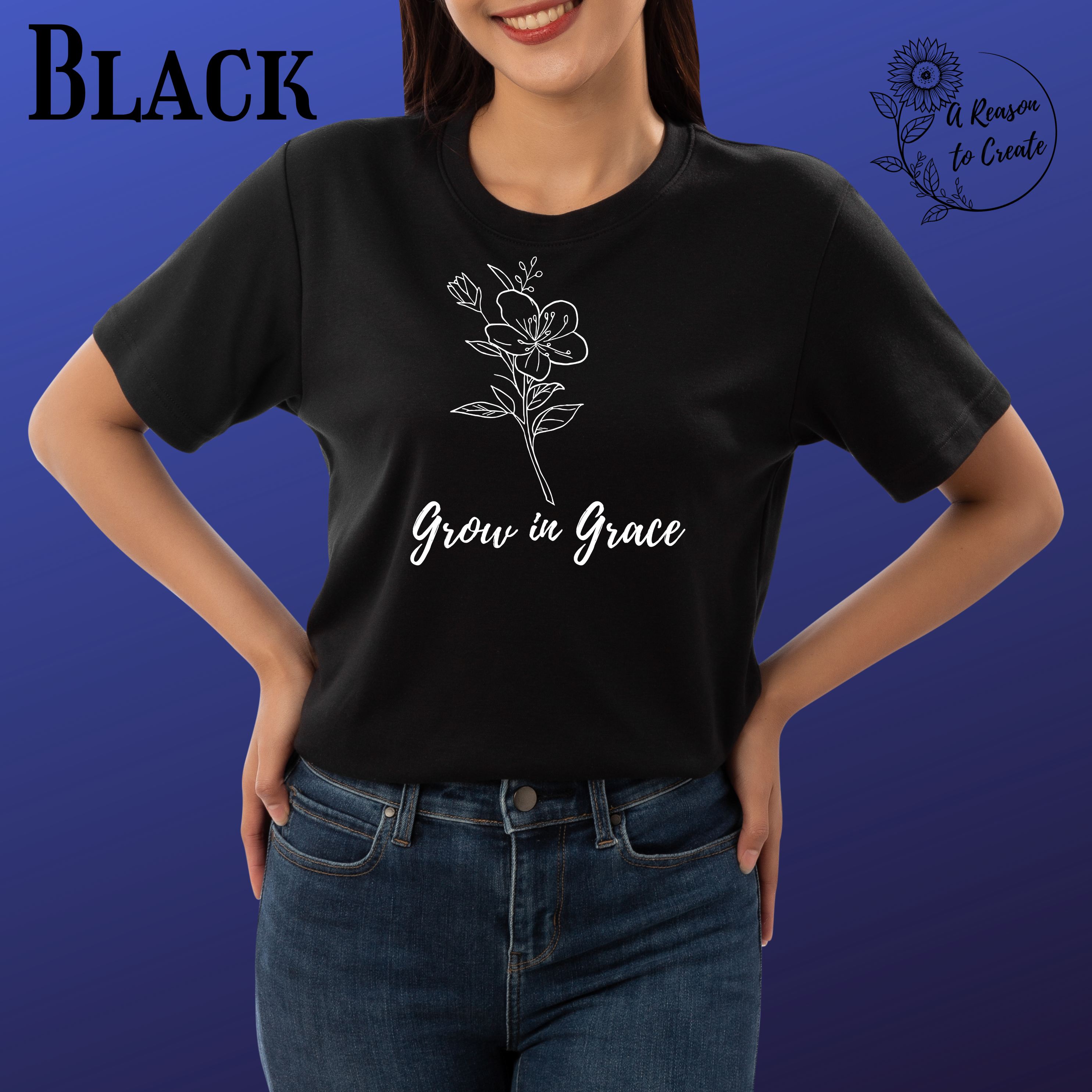 Grow in Grace Unisex Softstyle T-Shirt, Inspirational Tee, Floral Graphic Shirt, Casual Wear, Gift for Her, Faith-Based Fashion product thumbnail image