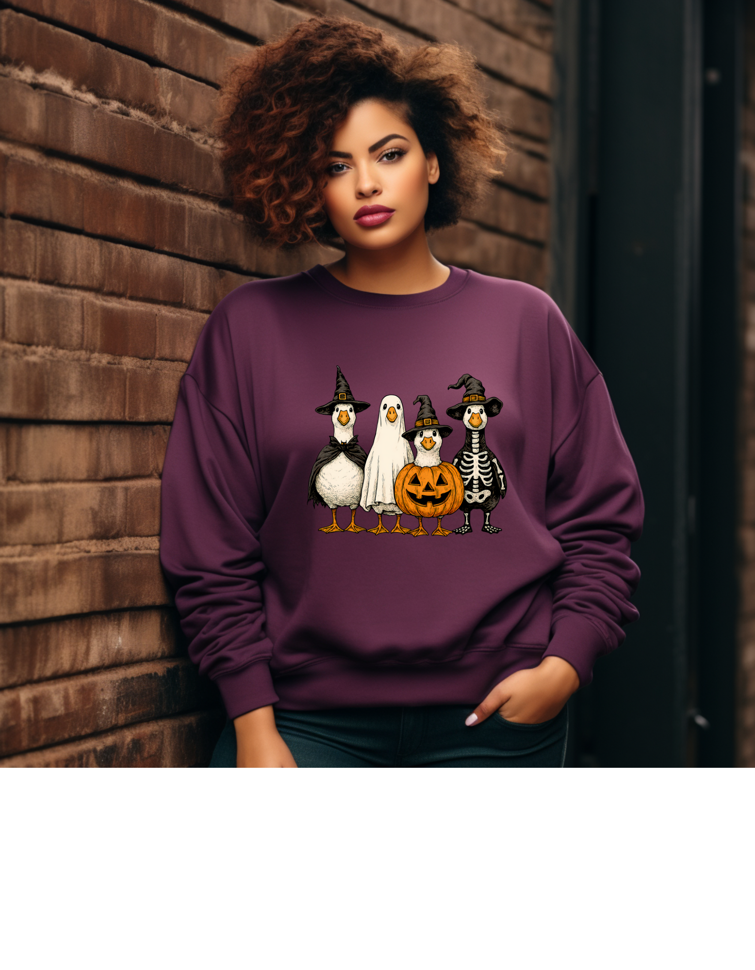 Halloween Themed goose gildan 18000  Crewneck Sweatshirt, Cozy Fall Fashion, Unisex Halloween Apparel, Perfect for Costume Parties, Pumpkin and Ghost Design product thumbnail image