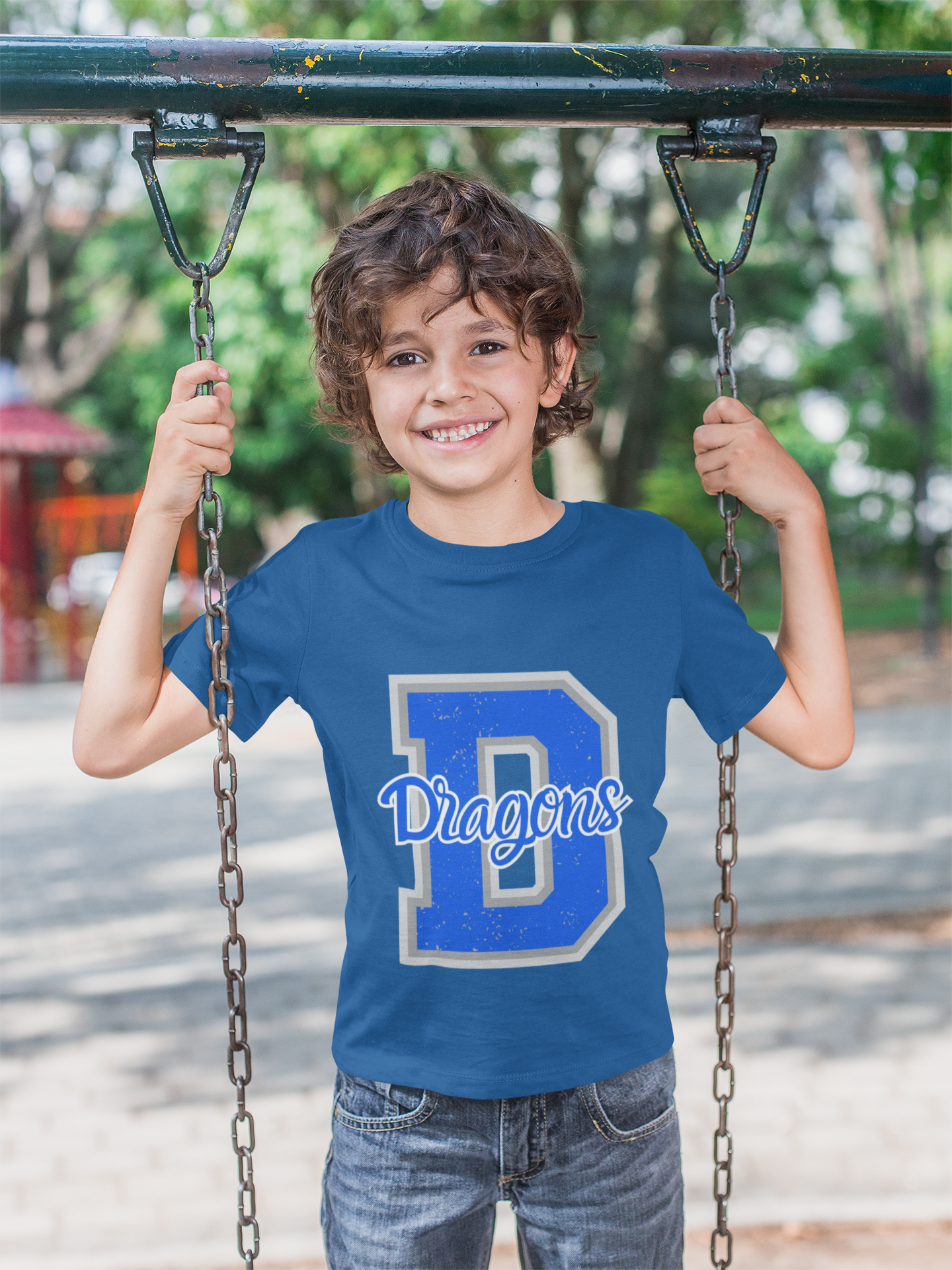 Dooley Dragons D Spirit Wear T-Shirt - youth Blue and White