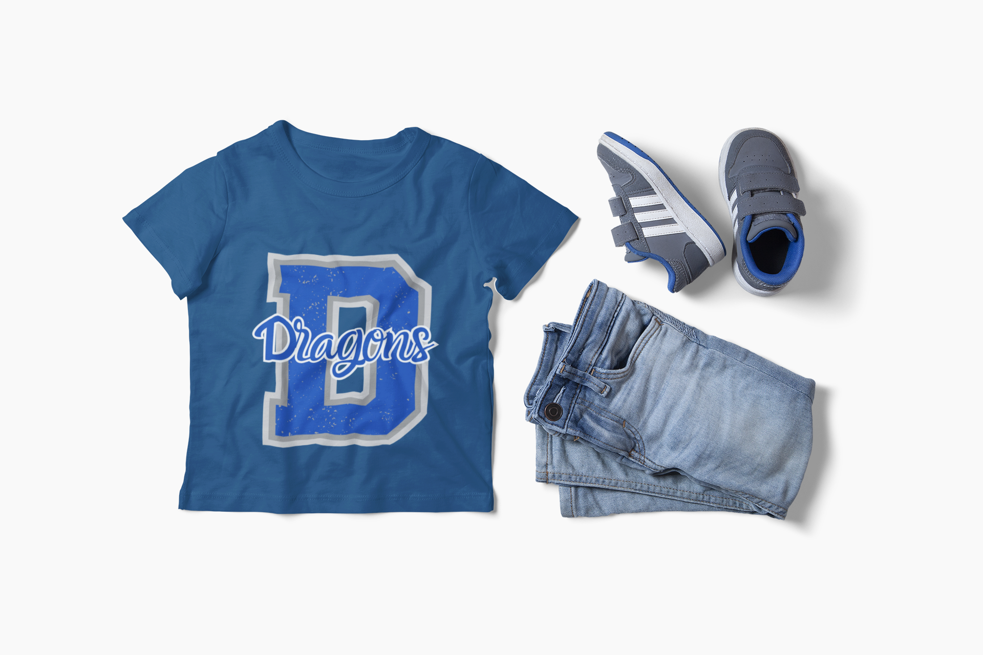 Dooley Dragons D Spirit Wear T-Shirt - youth Blue and White product thumbnail image Dooley Dragons D Spirit Wear T-Shirt - youth Blue and White product thumbnail image