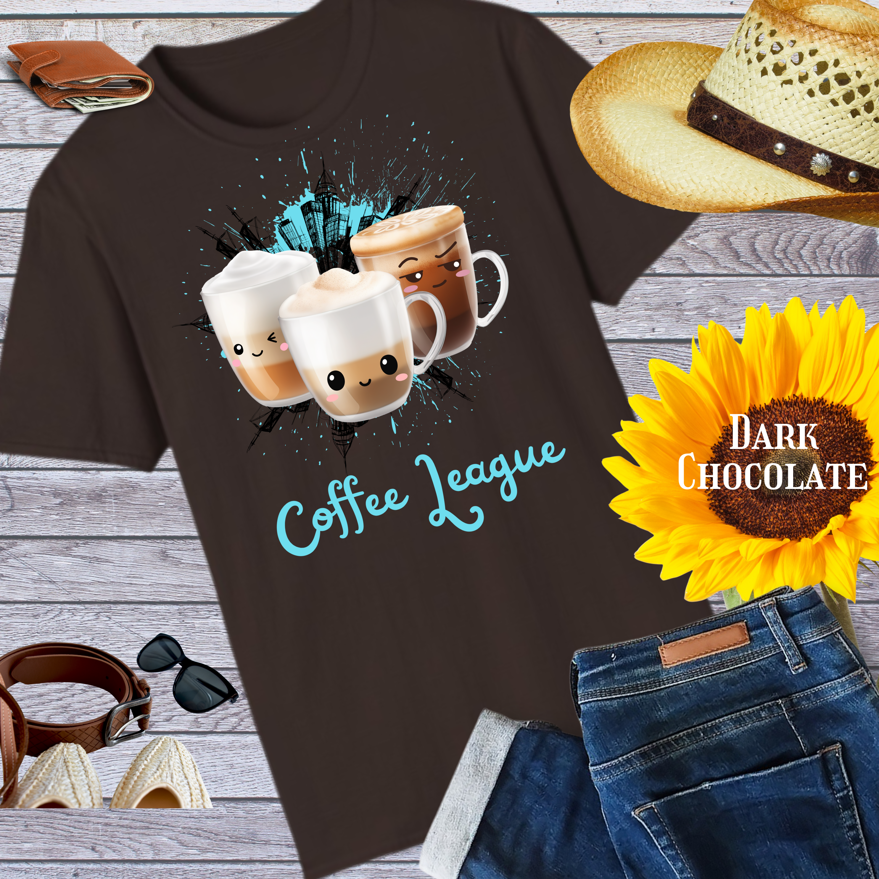 Coffee League Unisex Softstyle T-Shirt, Cute Coffee Shirt, Coffee Lovers Gift, Casual Tee, Funny Barista Apparel, Coffee Themed Shirt product thumbnail image