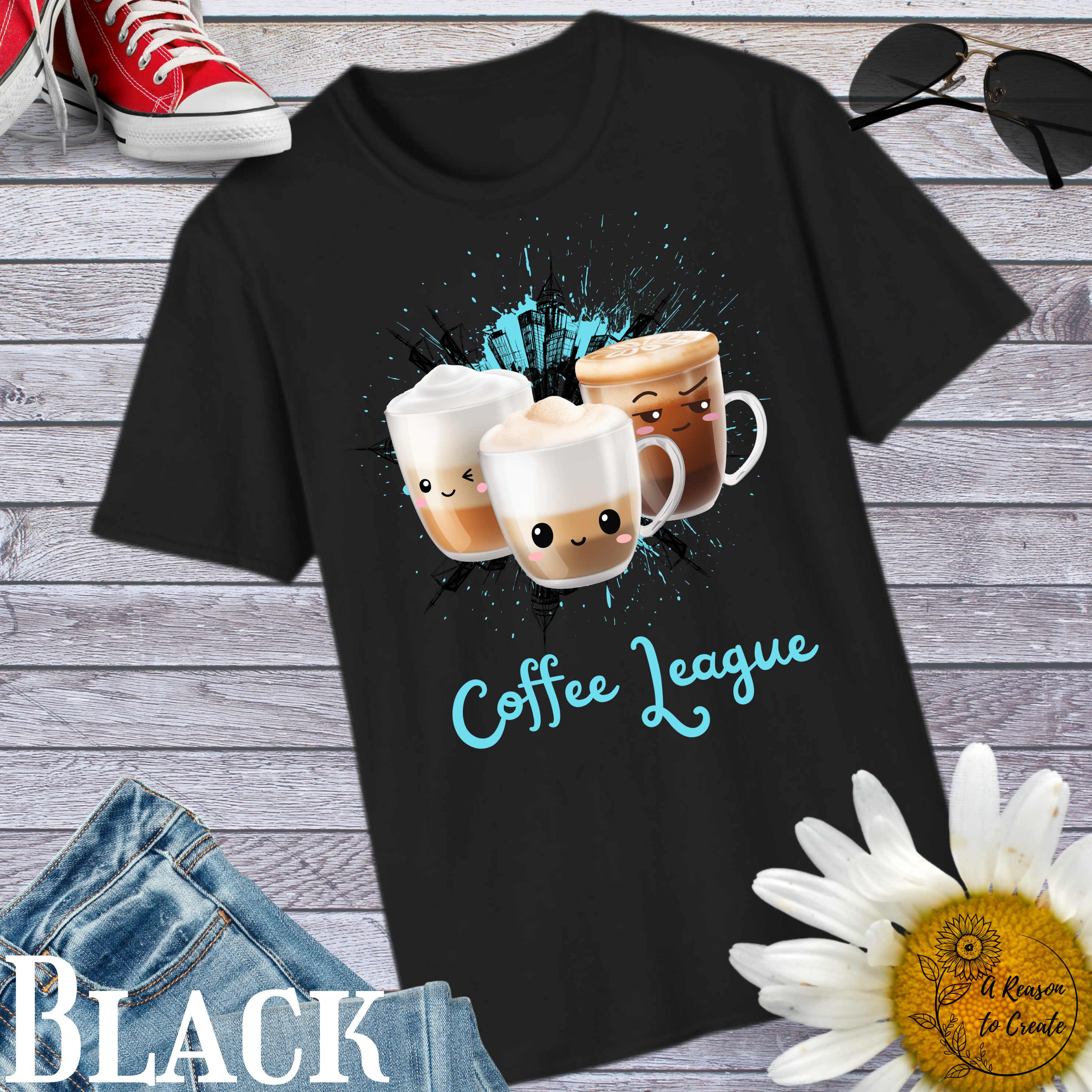 Coffee League Unisex Softstyle T-Shirt, Cute Coffee Shirt, Coffee Lovers Gift, Casual Tee, Funny Barista Apparel, Coffee Themed Shirt