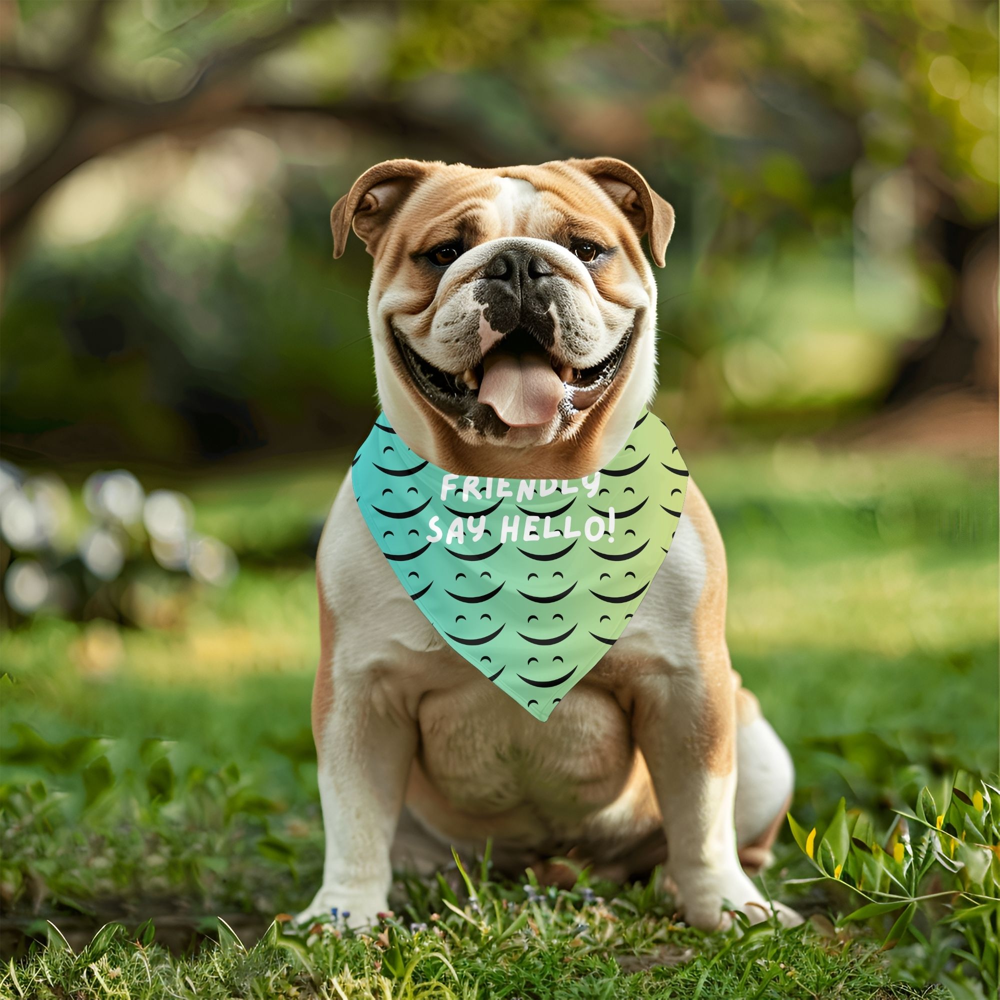 Cute Dog Bandana - Friendly, Say Hello!