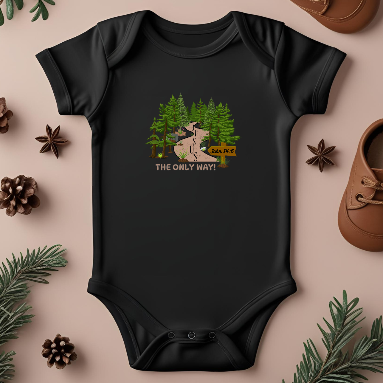 Jesus is The ONLY WAY Infant short sleeve Onesie Bodysuit product thumbnail image Jesus is The ONLY WAY Infant short sleeve Onesie Bodysuit product thumbnail image