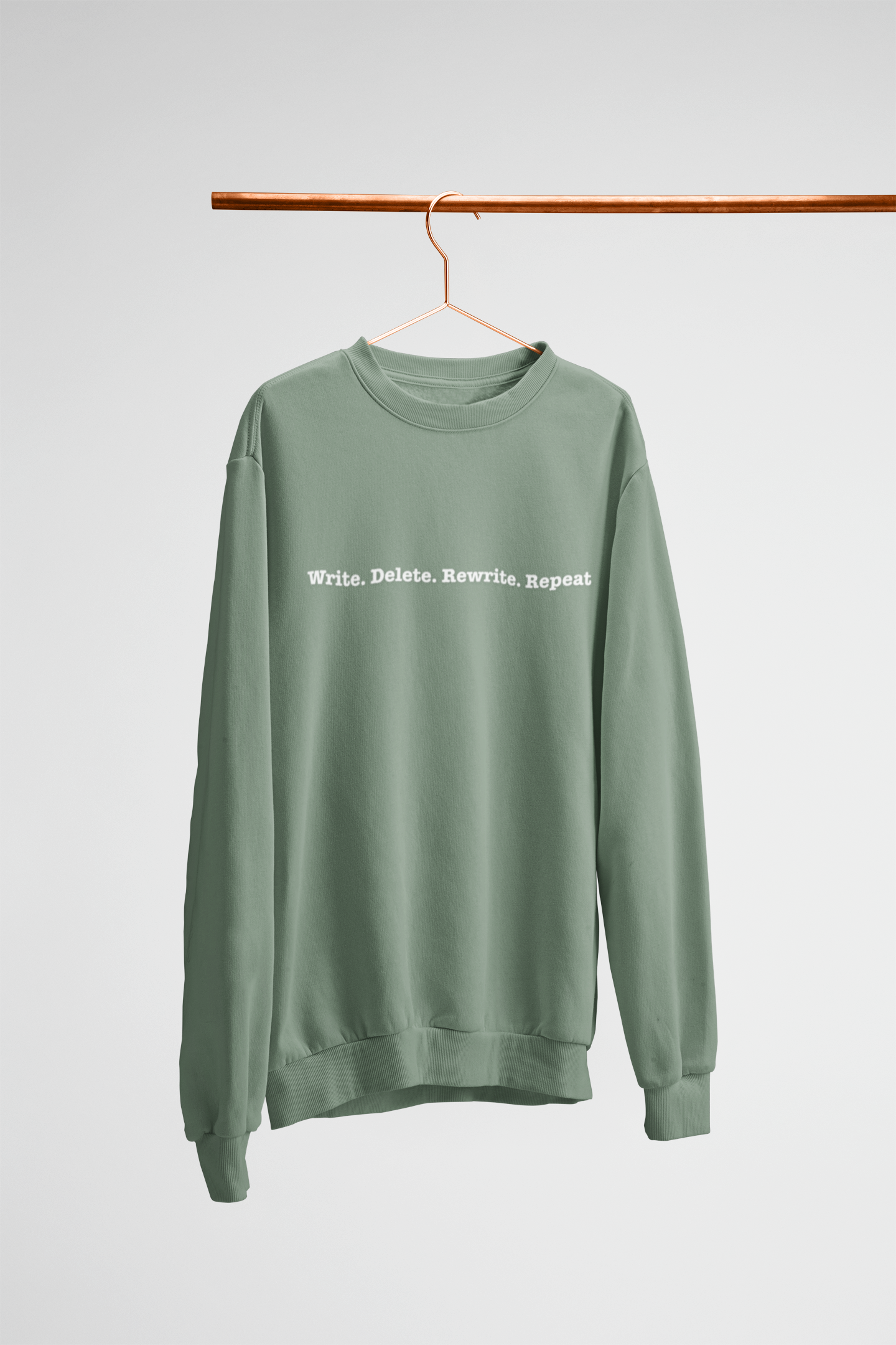 Writers' Sweatshirt: Write. Delete. Rewrite. Repeat. | Unisex Garment-Dyed | Cozy Gift for Authors, Creative Minds, Birthdays, Holidays product thumbnail image Writers' Sweatshirt: Write. Delete. Rewrite. Repeat. | Unisex Garment-Dyed | Cozy Gift for Authors, Creative Minds, Birthdays, Holidays product thumbnail image