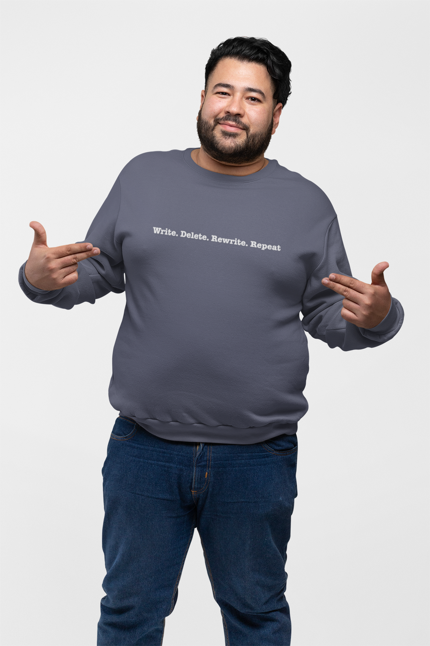 Writers' Sweatshirt: Write. Delete. Rewrite. Repeat. | Unisex Garment-Dyed | Cozy Gift for Authors, Creative Minds, Birthdays, Holidays product thumbnail image Writers' Sweatshirt: Write. Delete. Rewrite. Repeat. | Unisex Garment-Dyed | Cozy Gift for Authors, Creative Minds, Birthdays, Holidays product thumbnail image