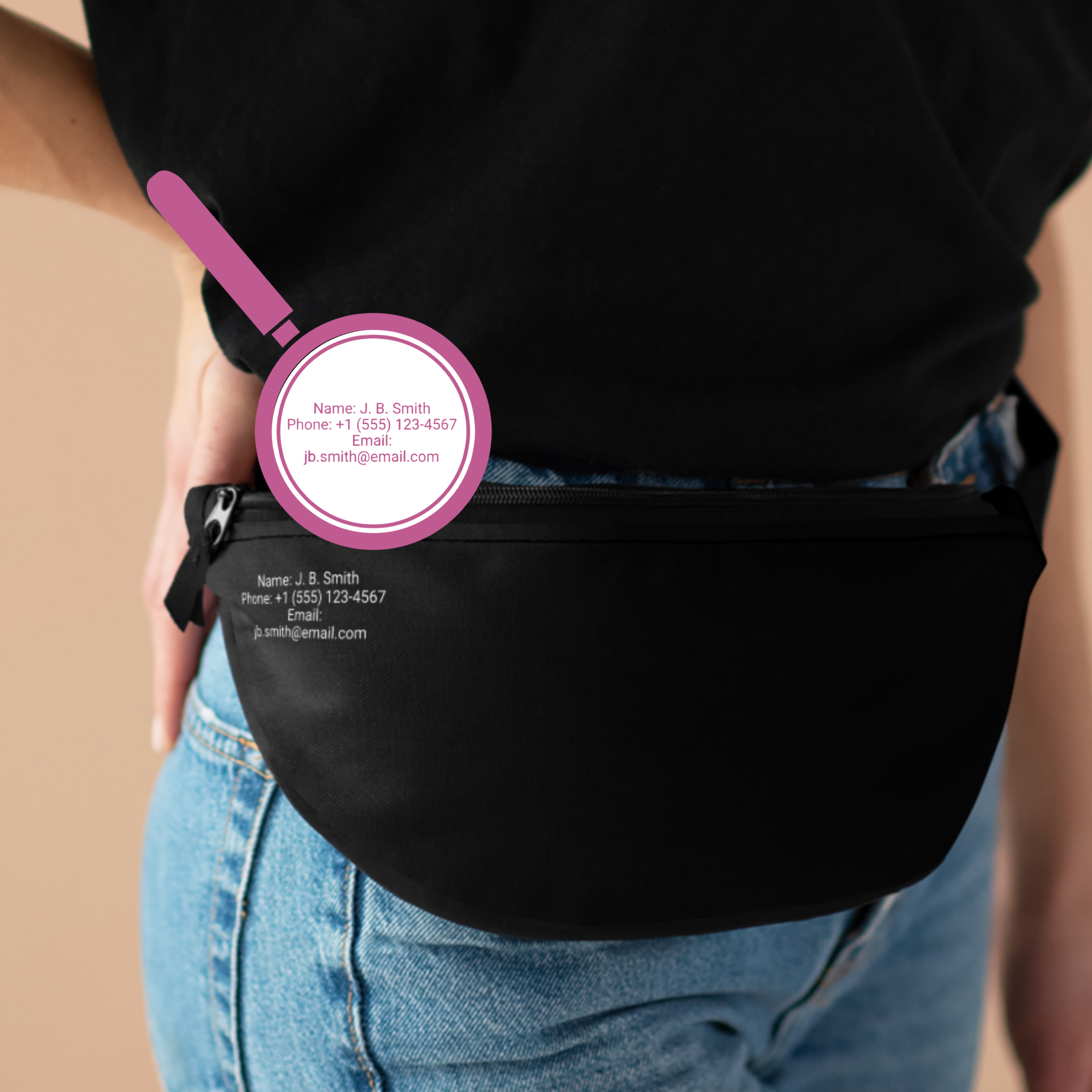 Personalized Black Fanny Pack, Perfect for Festivals, Travel, Outdoor Adventures, Concerts, Everyday Use, Fun Accessories