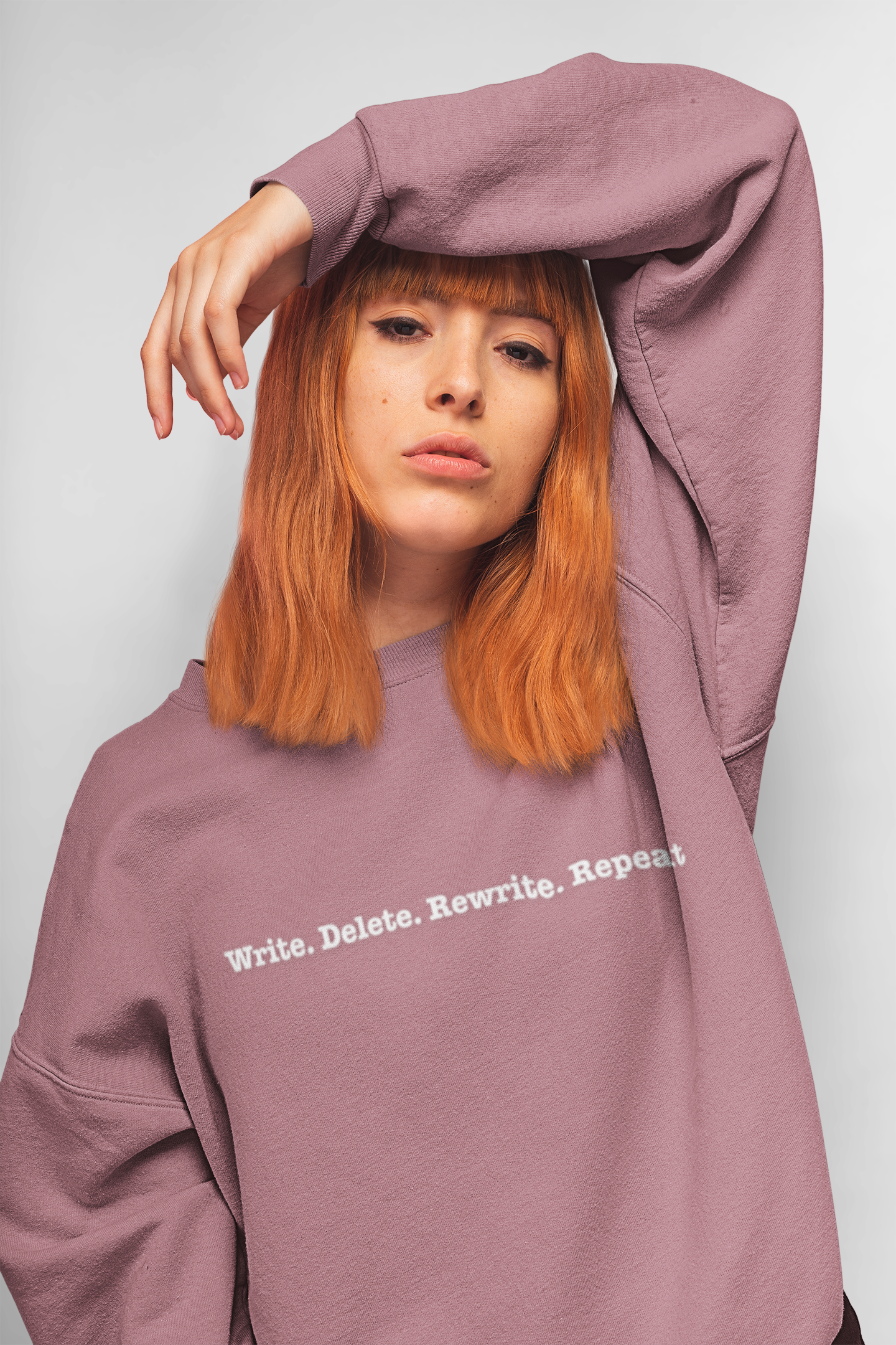 Writers' Sweatshirt: Write. Delete. Rewrite. Repeat. | Unisex Garment-Dyed | Cozy Gift for Authors, Creative Minds, Birthdays, Holidays product thumbnail image Writers' Sweatshirt: Write. Delete. Rewrite. Repeat. | Unisex Garment-Dyed | Cozy Gift for Authors, Creative Minds, Birthdays, Holidays product thumbnail image