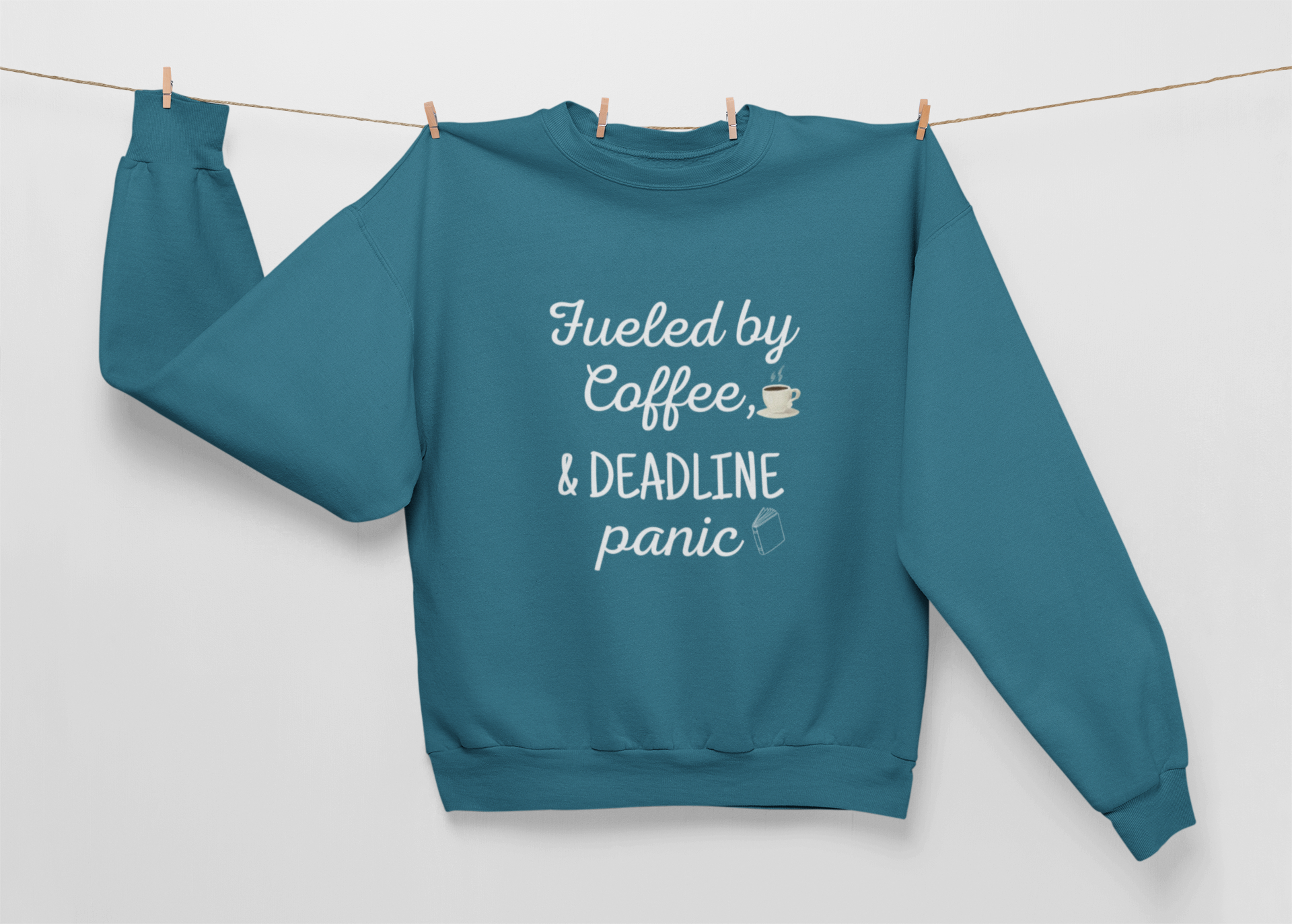 Coffee &amp; Deadline Panic Sweatshirt, Cozy Unisex Pullover, Perfect Gift for Coffee Lovers, Casual Outfit, Work from Home Apparel product thumbnail image