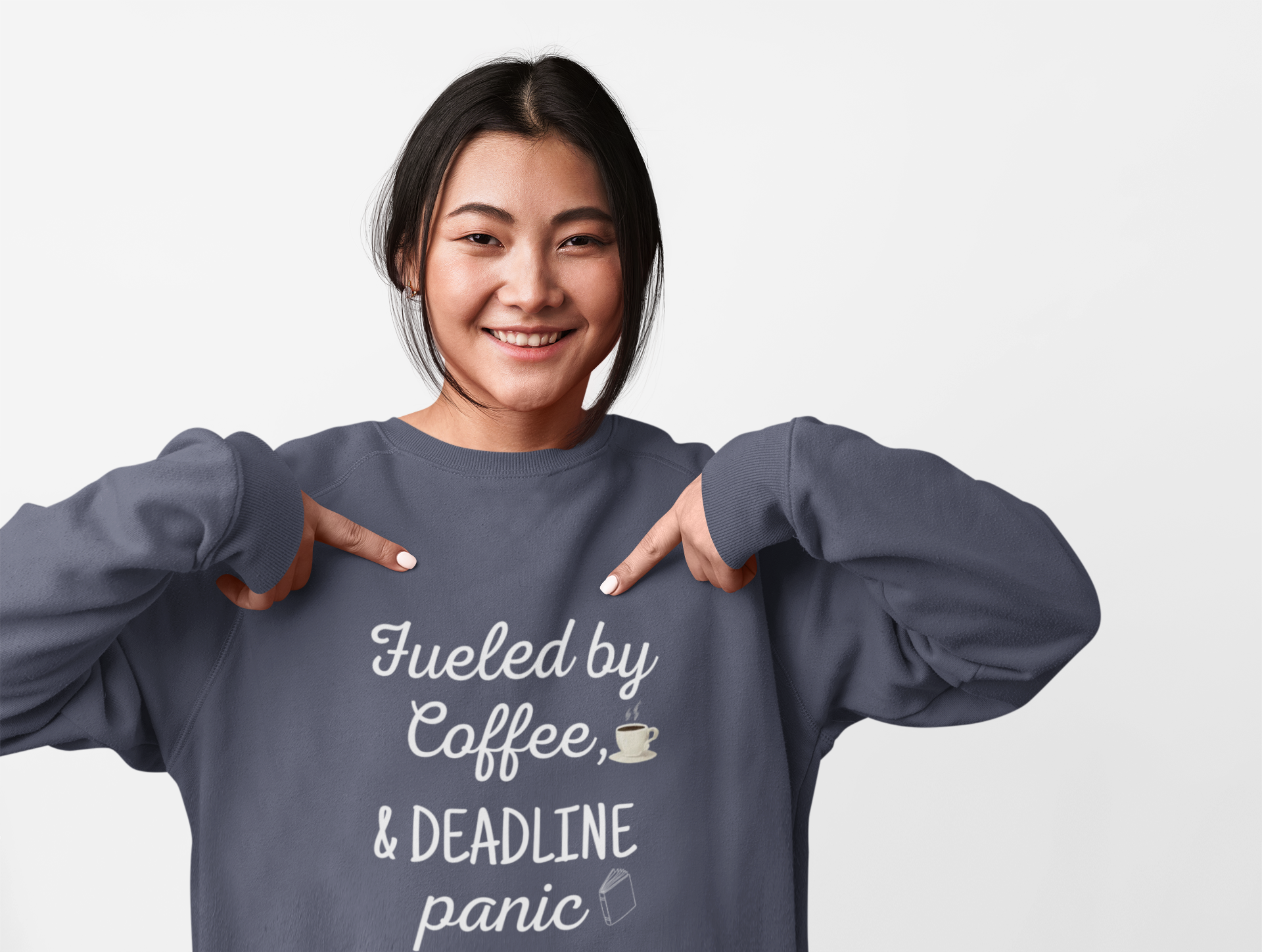 Coffee &amp; Deadline Panic Sweatshirt, Cozy Unisex Pullover, Perfect Gift for Coffee Lovers, Casual Outfit, Work from Home Apparel product thumbnail image