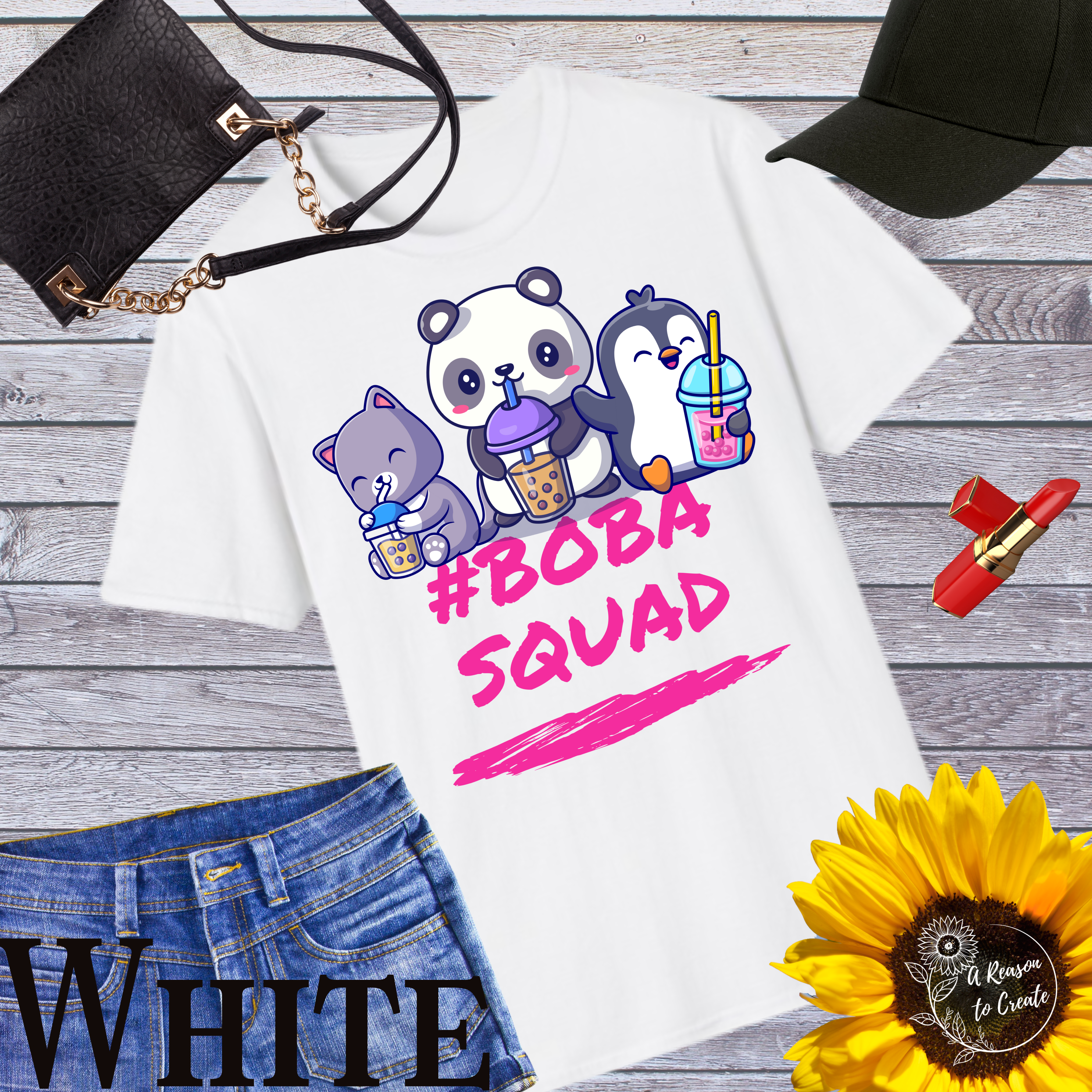 Cute #BOBA SQUAD Unisex T-Shirt | Animal Friends Tee, Gift for Bubble Tea Lovers, Fun Casual Wear, Birthday, Friendship Day