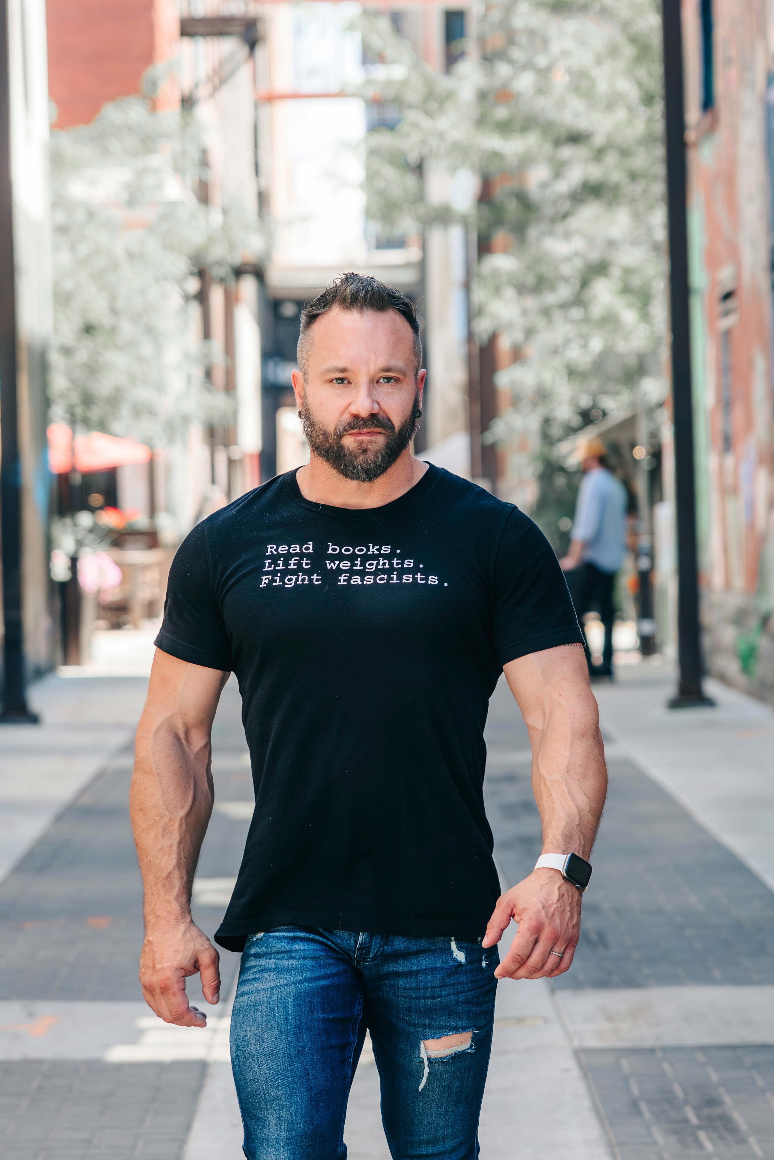 Read Books. Lift Weights. Fight Fascists. Unisex Tee product thumbnail image