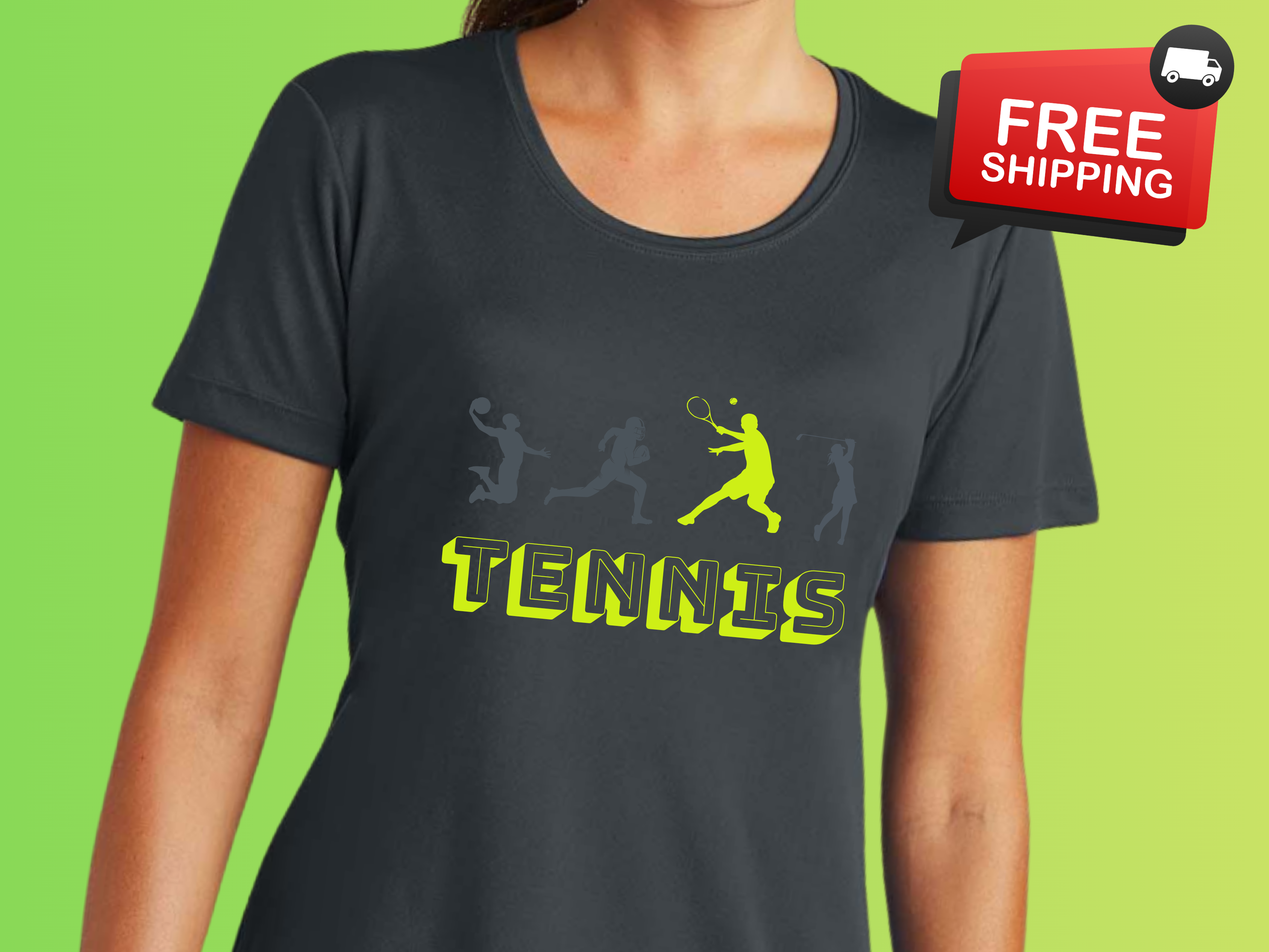 Tennis Ladies Competitor Tee - Sporty Activewear,  Moisture Wicking, Fitness Shirt, Tennis Gift, Workout Tee, Athletic Top, Original Design