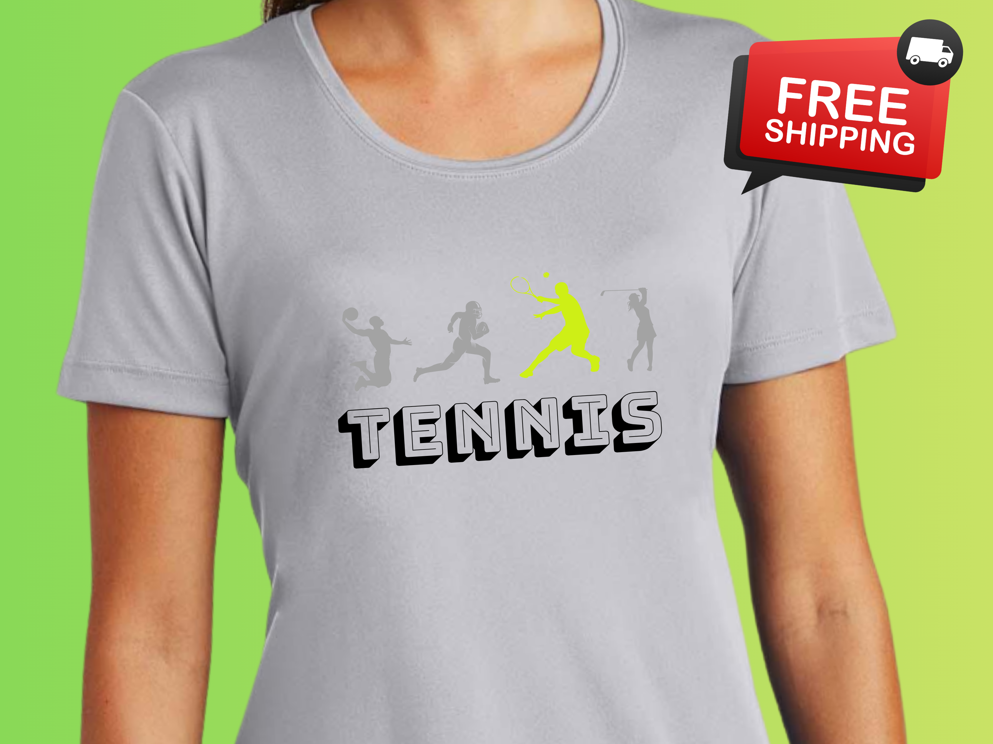 Tennis Ladies Competitor Tee - Sporty Activewear,  Moisture Wicking, Fitness Shirt, Tennis Gift, Workout Tee, Athletic Top, Original Design product thumbnail image