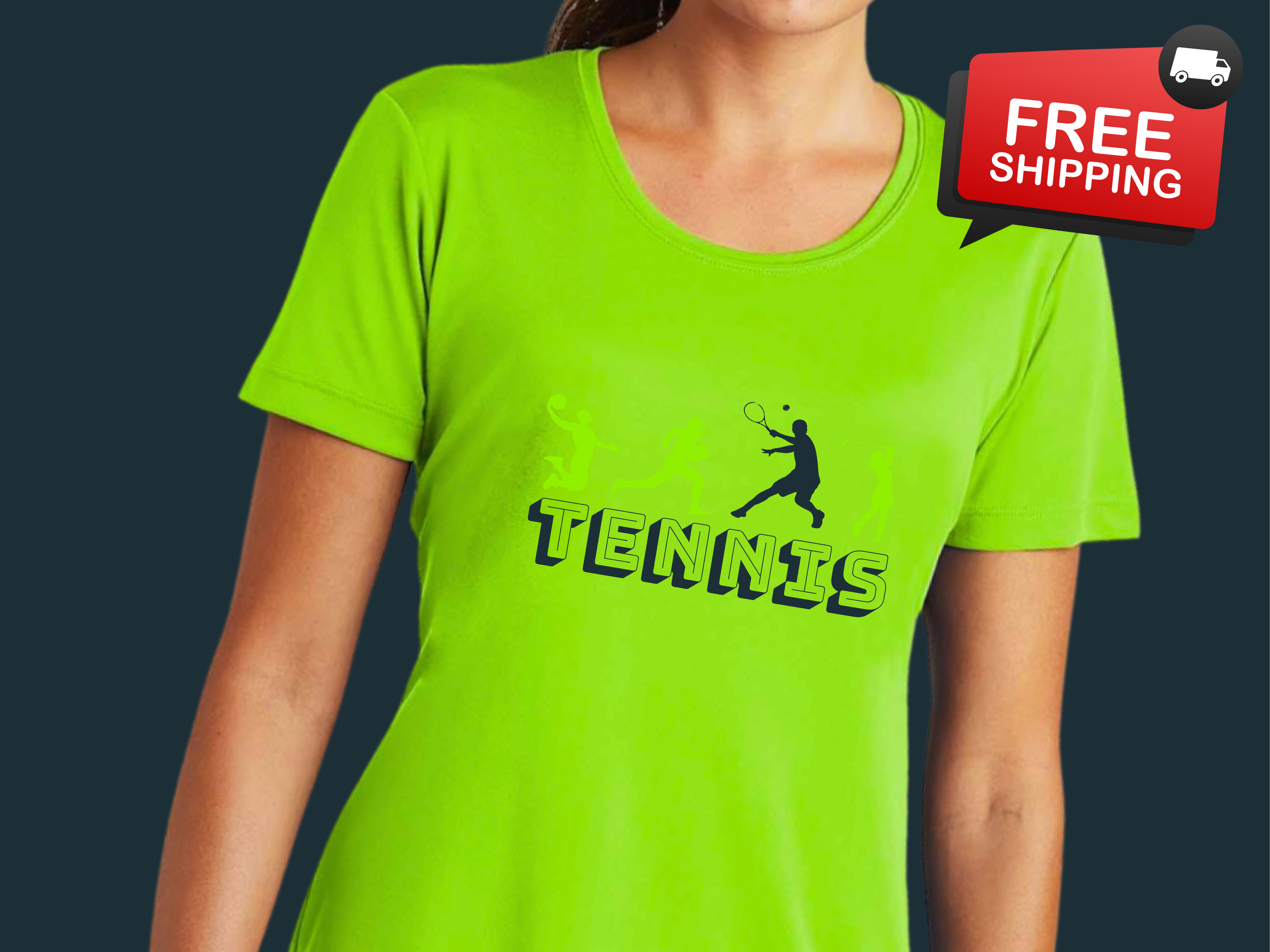 Tennis Ladies Competitor Tee - Sporty Activewear,  Moisture Wicking, Fitness Shirt, Tennis Gift, Workout Tee, Athletic Top, Original Design product thumbnail image