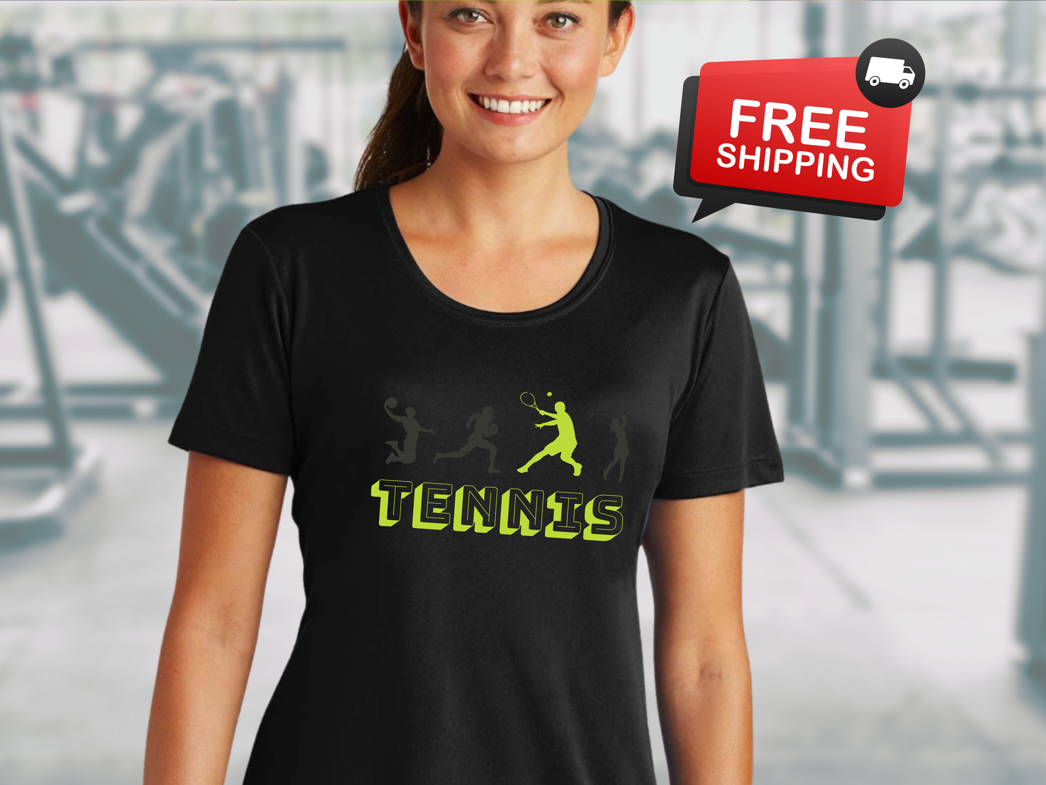 Tennis Ladies Competitor Tee - Sporty Activewear,  Moisture Wicking, Fitness Shirt, Tennis Gift, Workout Tee, Athletic Top, Original Design product thumbnail image