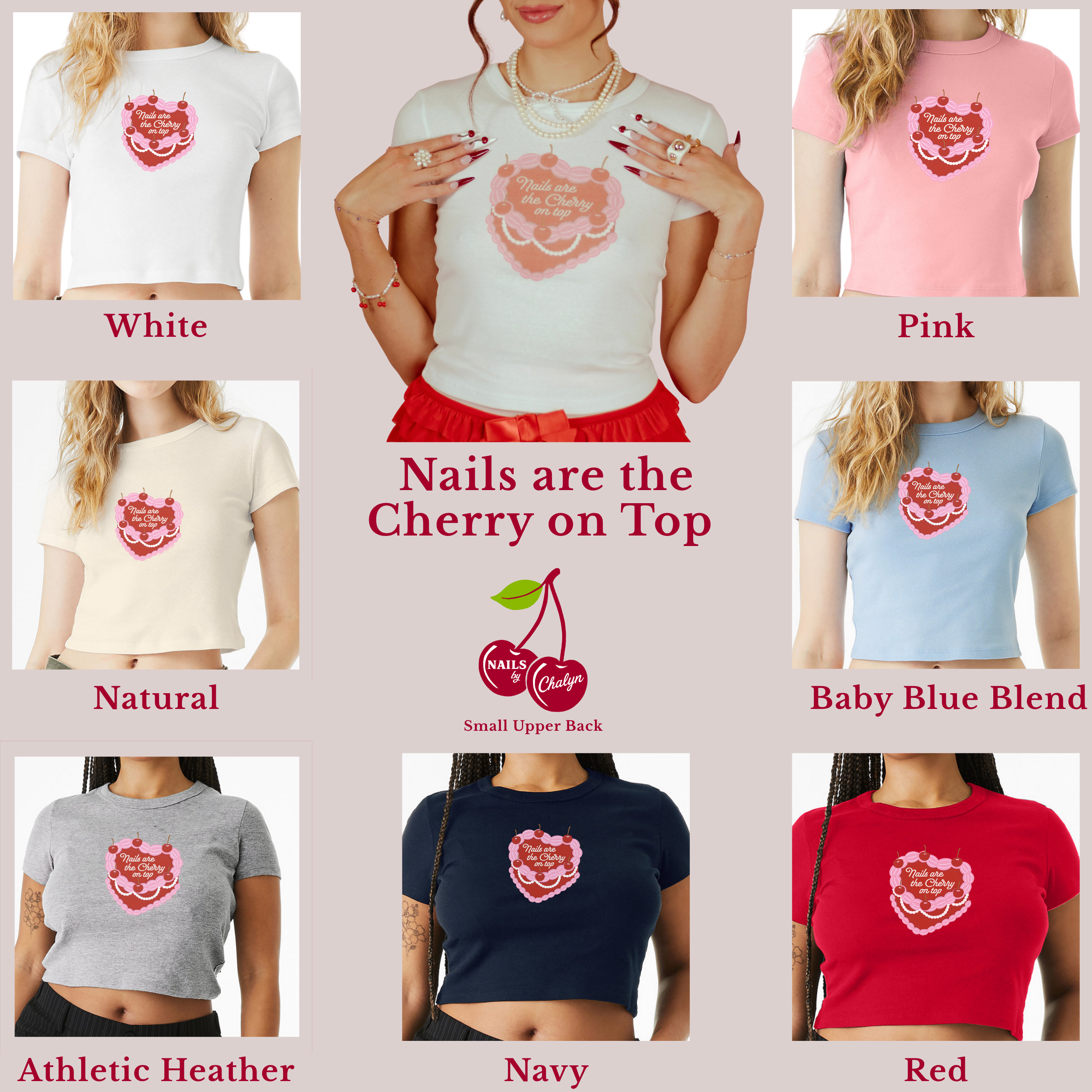 Nails are the Cherry on Top; Bella &amp; Canvas Baby Tee product thumbnail image