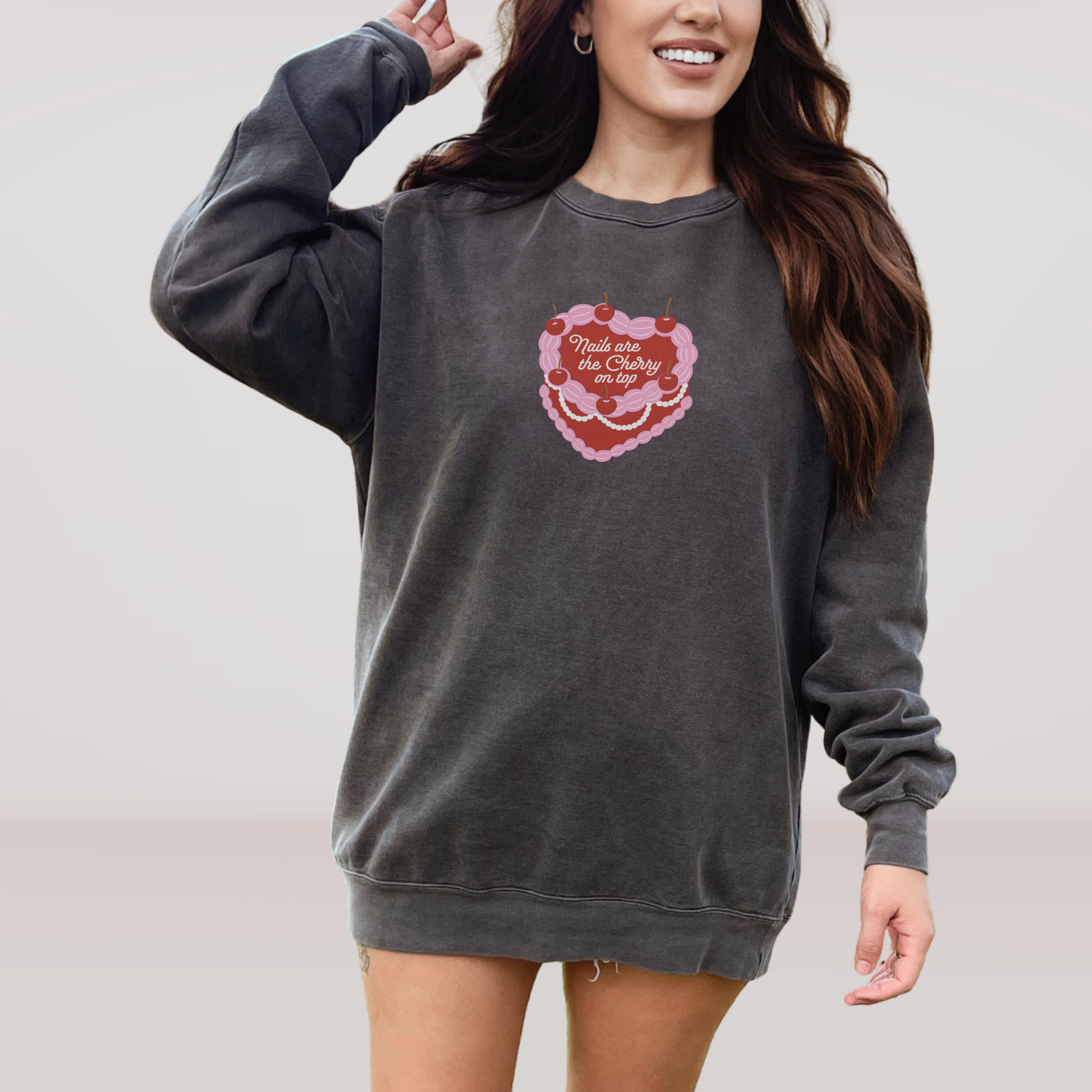 Nails are the Cherry on Top; Comfort Colors  Women's Sweatshirt product thumbnail image