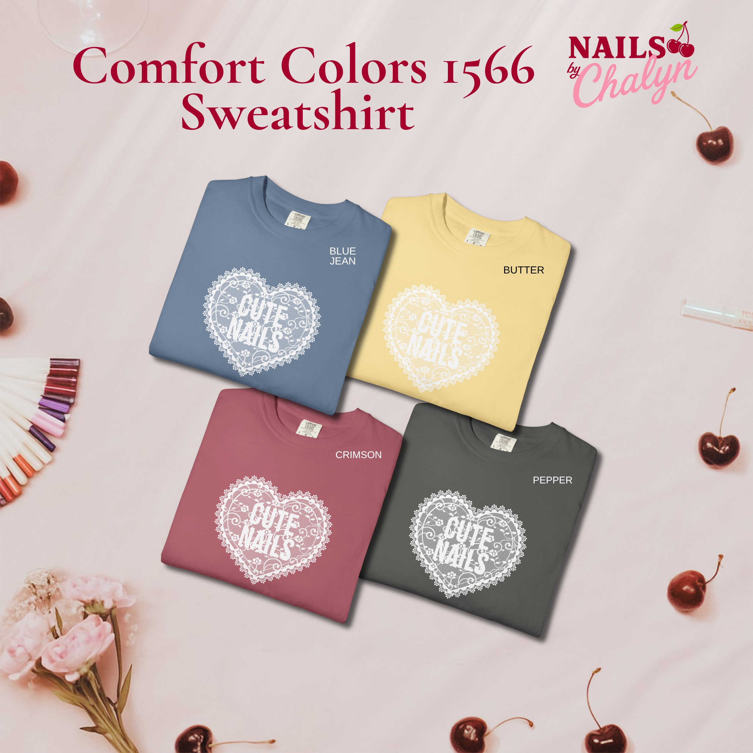 Cute Nails Lace; Comfort Colors Sweatshirt product thumbnail image