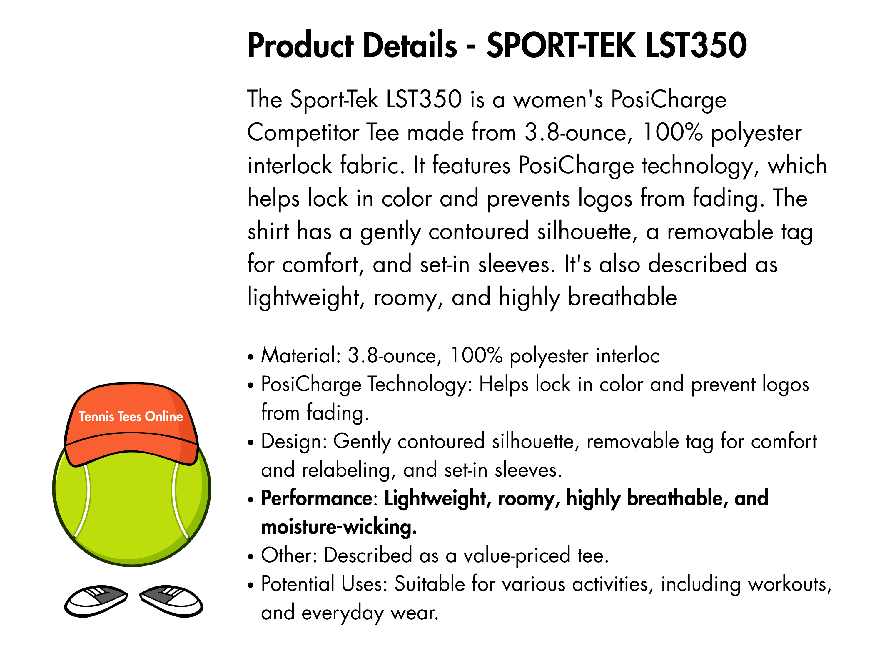 Tennis Ladies Competitor Tee - Sporty Activewear,  Moisture Wicking, Fitness Shirt, Tennis Gift, Workout Tee, Athletic Top, Original Design product thumbnail image