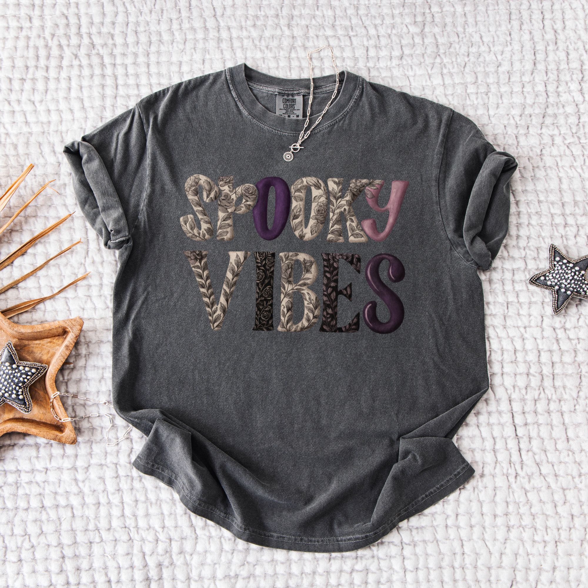 Spooky Vibes T-shirt - Unisex Garment-Dyed product thumbnail image Spooky Vibes T-shirt - Unisex Garment-Dyed product thumbnail image