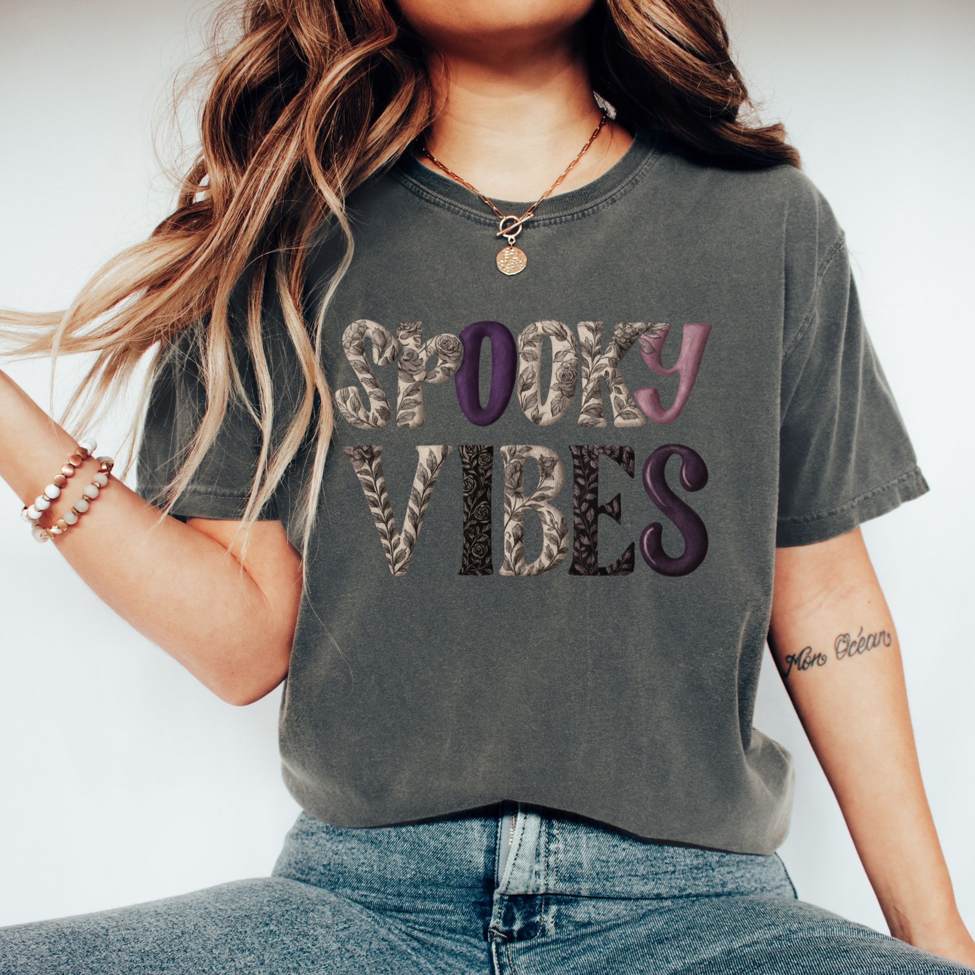 Spooky Vibes T-shirt - Unisex Garment-Dyed product thumbnail image Spooky Vibes T-shirt - Unisex Garment-Dyed product thumbnail image