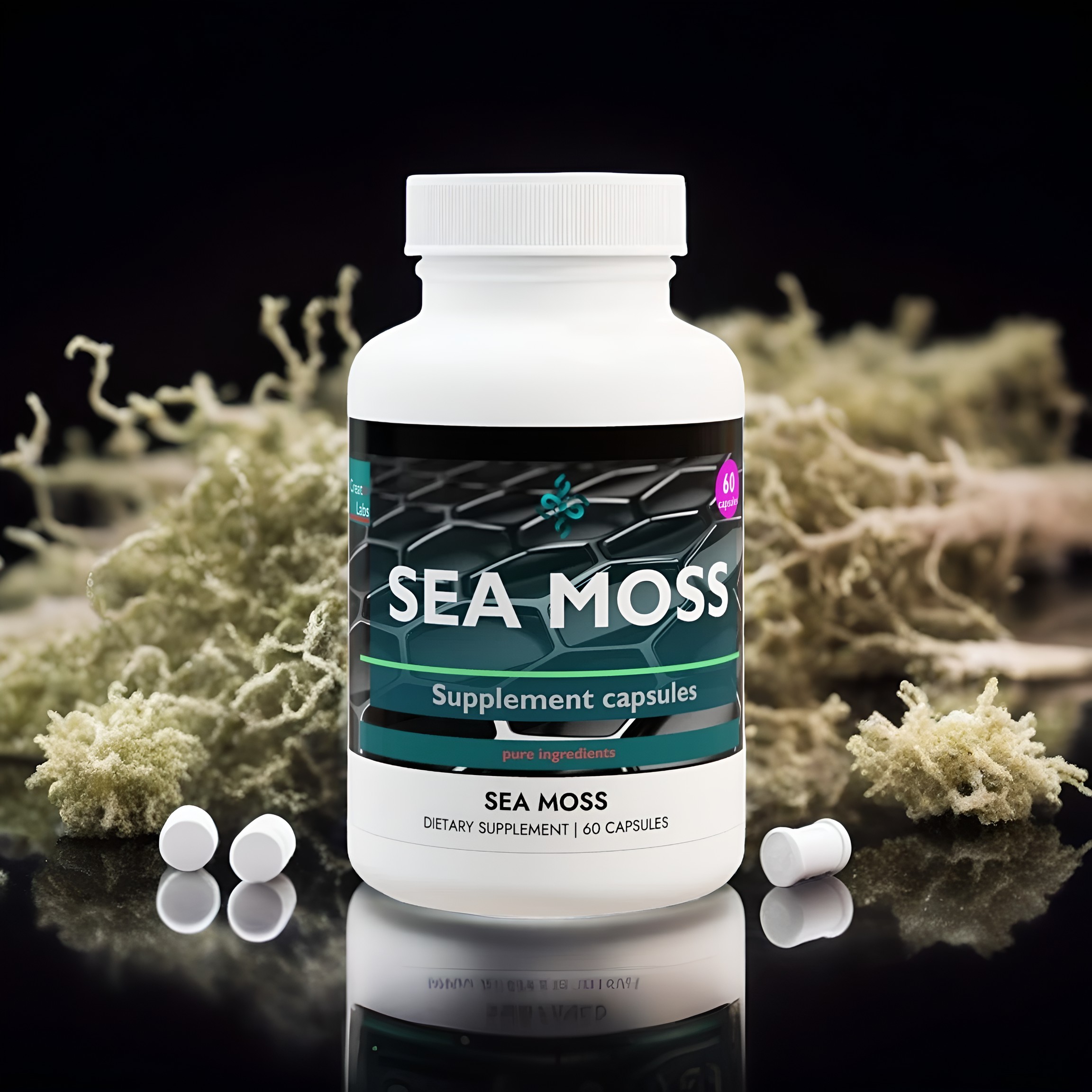 Sea Moss Supplement (60 Capsules) product thumbnail image Sea Moss Supplement (60 Capsules) product thumbnail image