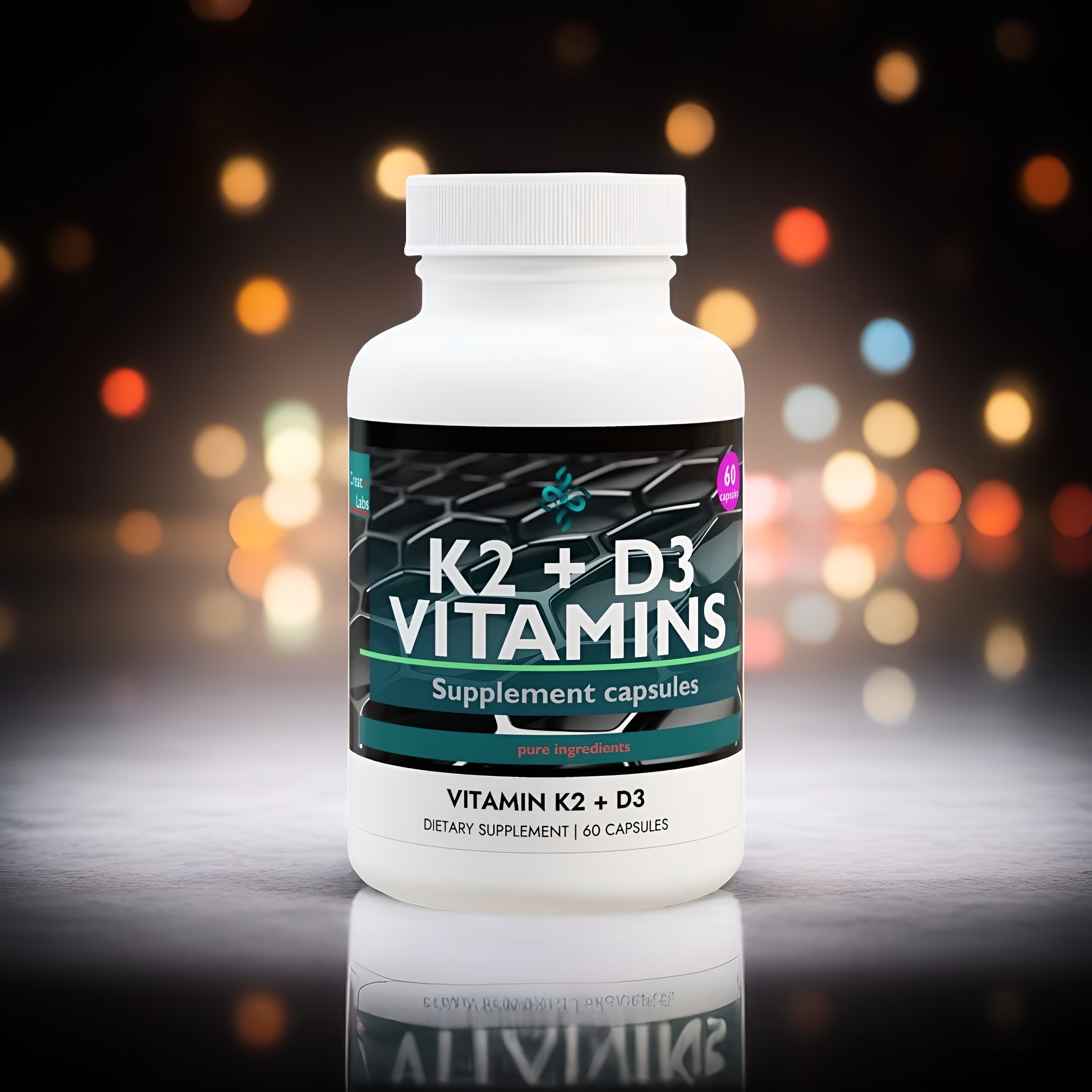 Vitamin K2 + D3 Supplement (60 Capsules) product thumbnail image Vitamin K2 + D3 Supplement (60 Capsules) product thumbnail image