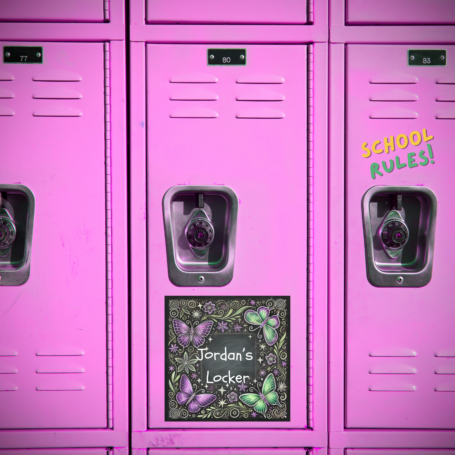 Personalized Butterfly Square Stickers, Name Labels for Kids, Party Favours, Decorative Stickers, Indoor/Outdoor Use product thumbnail image