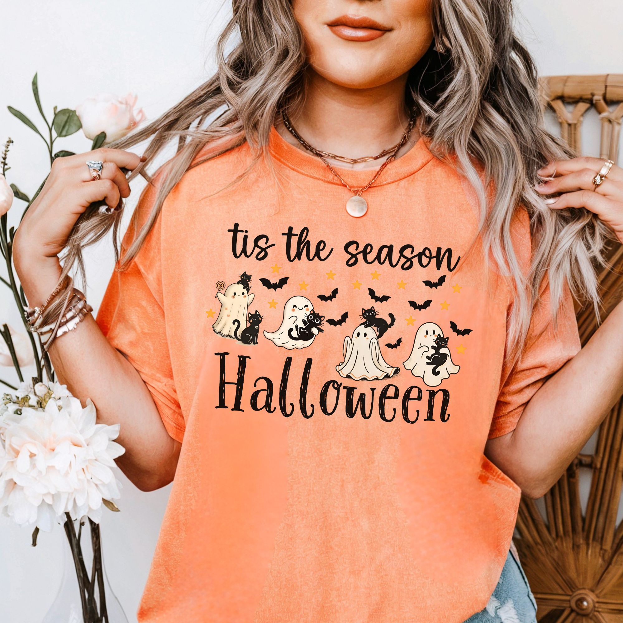 Ghostly Halloween Vibes T-Shirt product thumbnail image
