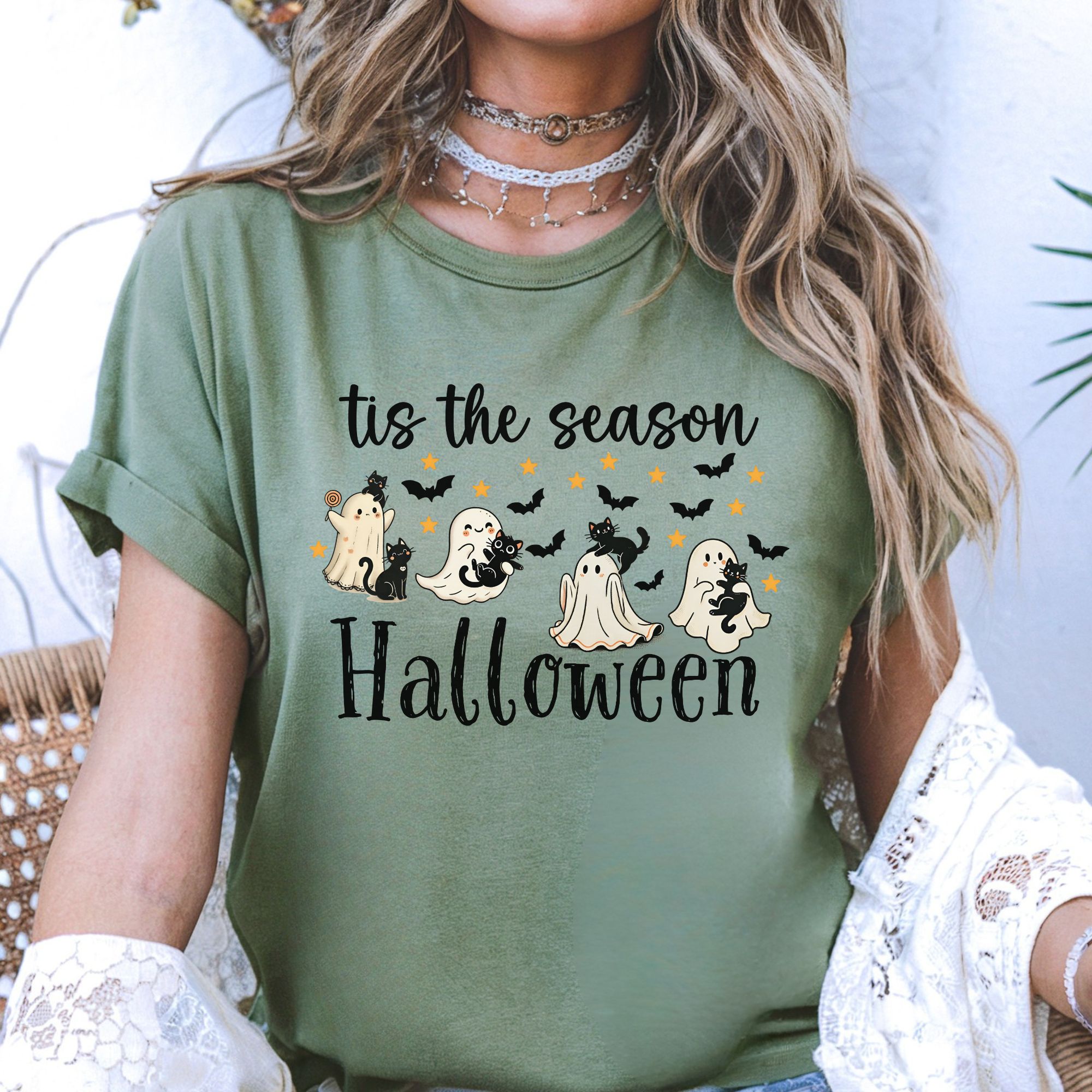Ghostly Halloween Vibes T-Shirt product thumbnail image