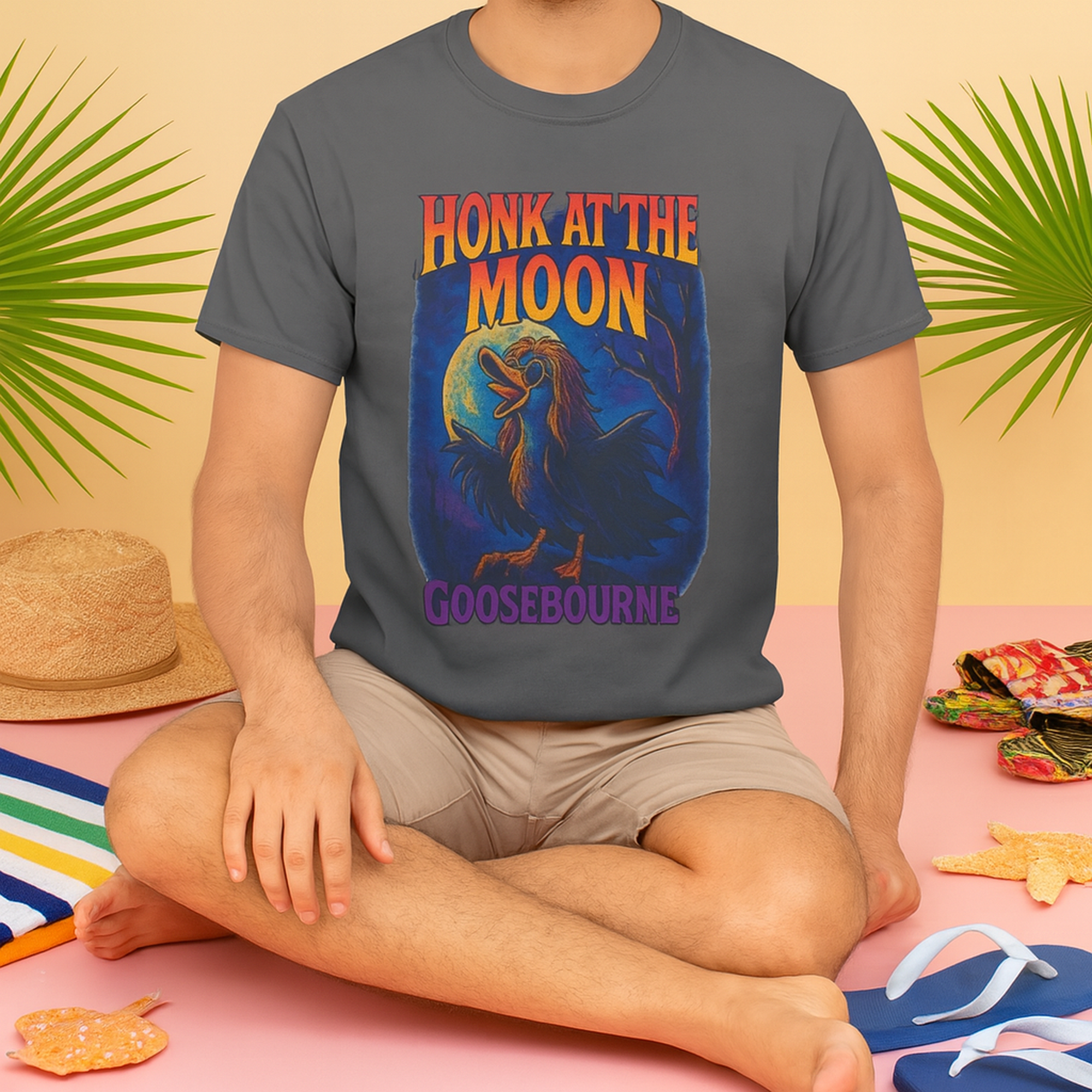 Ozzy Goosebourne Honk At The Moon T-Shirt Funny Rock Parody Tee Goose Metal Band Ozzy Goosebourne Honk At The Moon T-Shirt Funny Rock Parody Tee Goose Metal Band