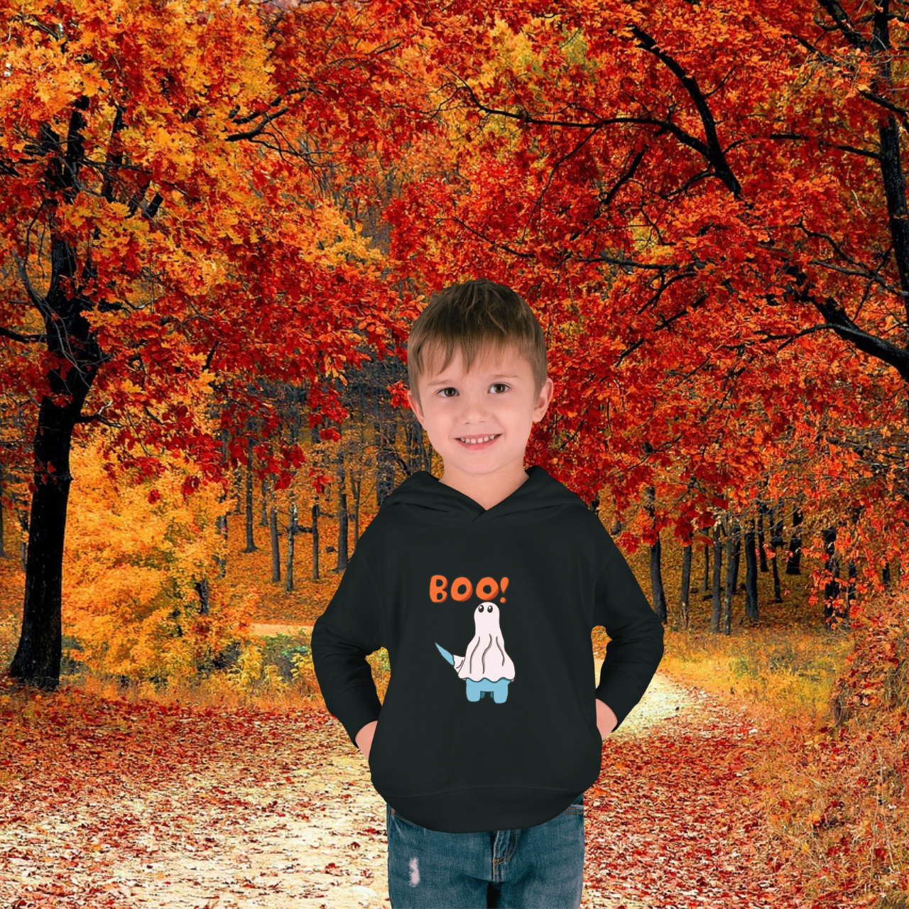 BOO!!! Halloween Dinosaur Toddler Pullover Fleece Hoodie product thumbnail image