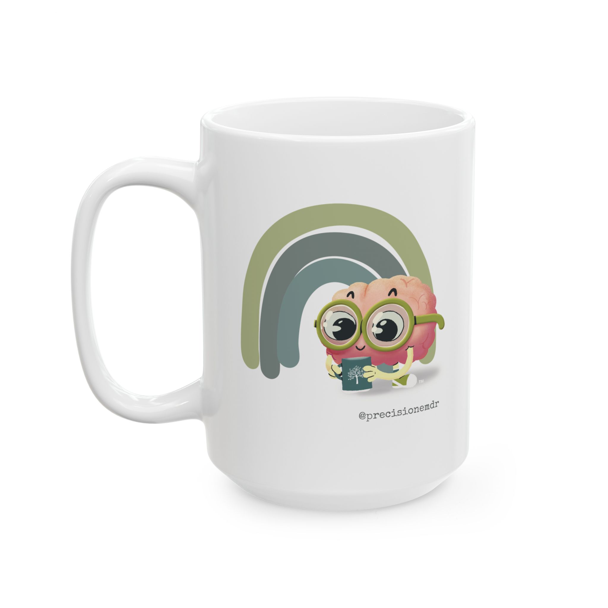 PEAbody Dark Rainbow Ceramic Mug, 15 oz