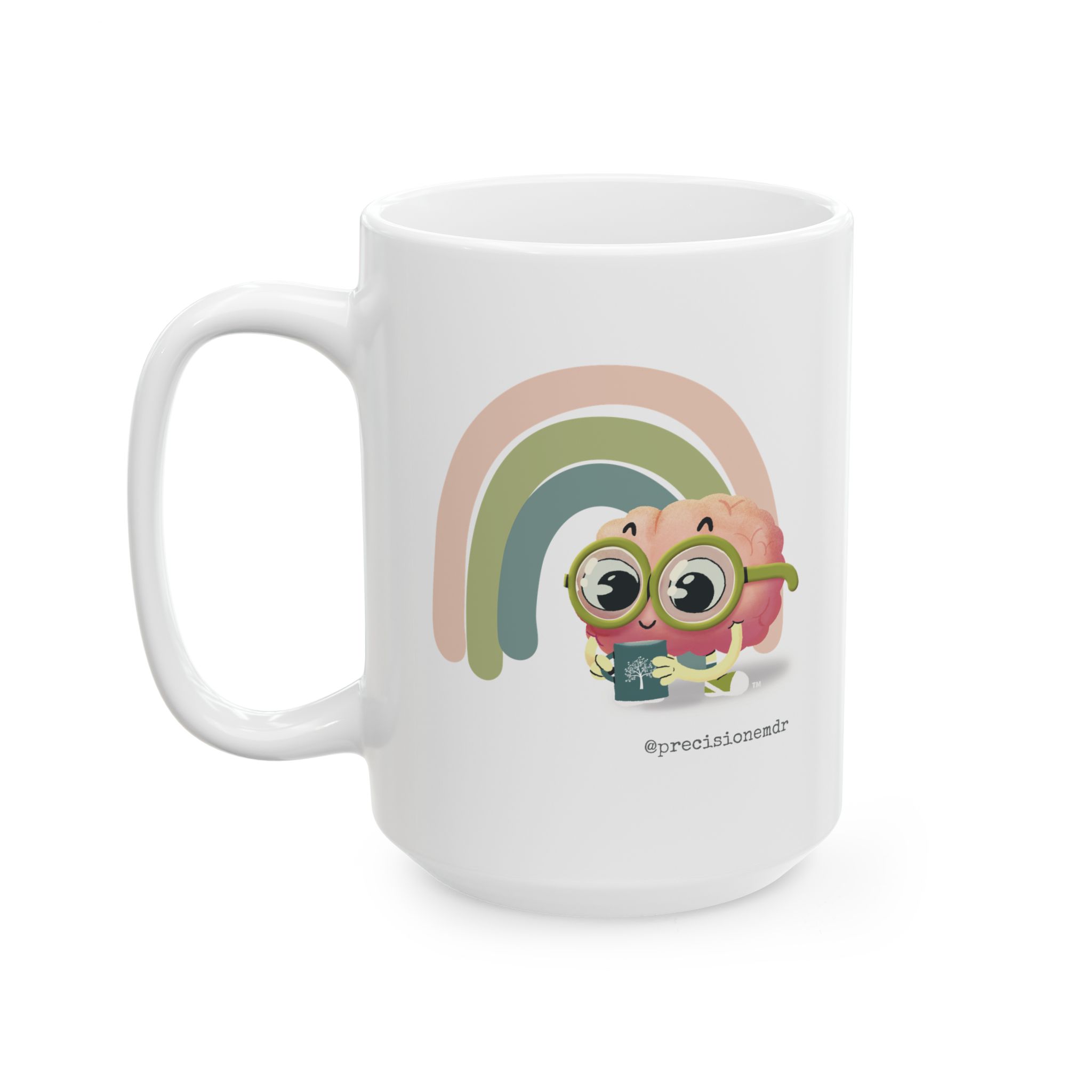PEAbody Light Rainbow Ceramic Mug, 15 oz