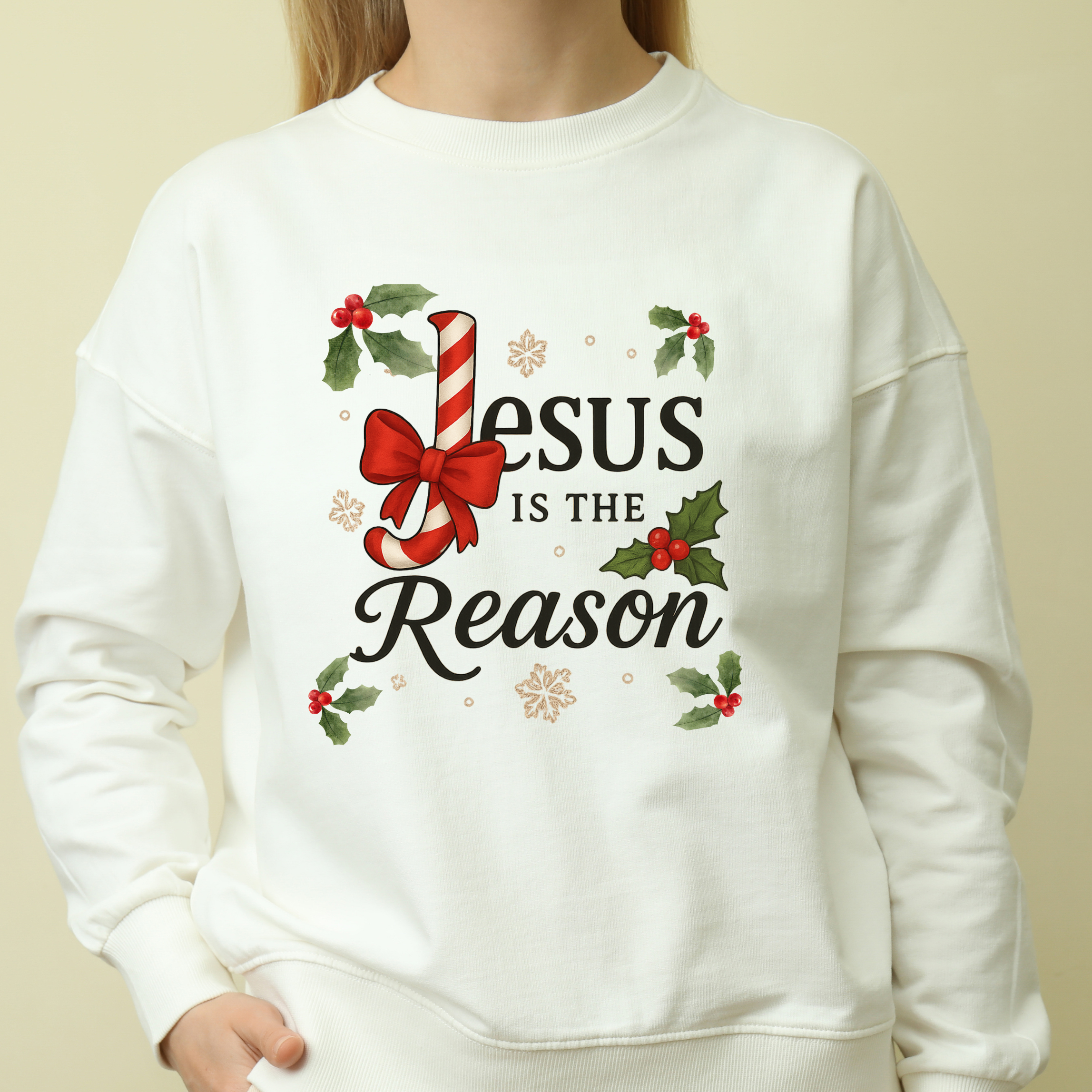 Jesus is the Reason Personalized Crewneck Sweatshirt, Christmas Gift, Unisex Holiday Sweatshirt, Religious Apparel, Cozy Winter Fashion