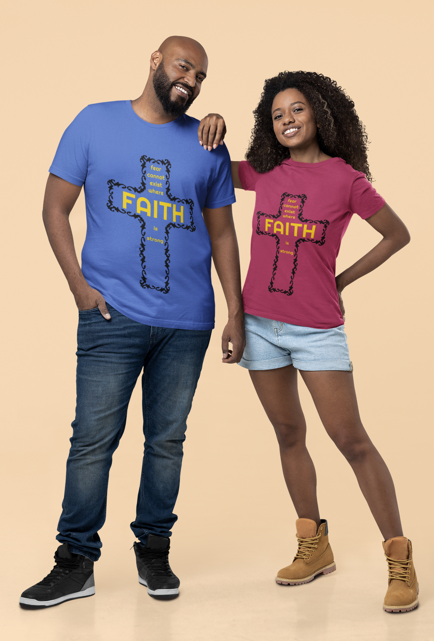 fear cannot exist where FAITH is strong - Faith-Inspired Unisex Tee, Perfect for Inspirational Gift, Church Events, Spiritual Connection product thumbnail image