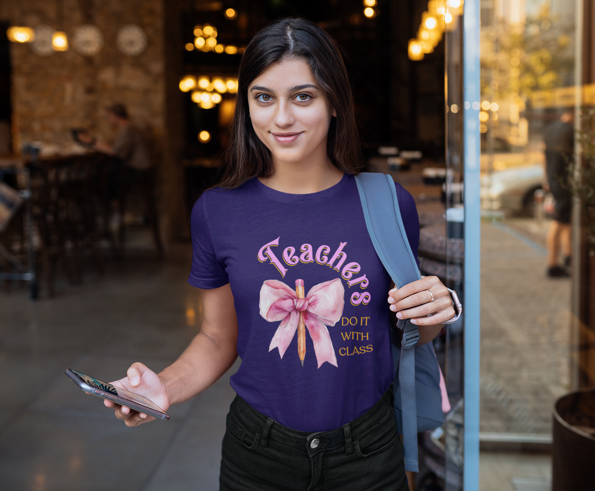 Teachers Do It with Class T-Shirt, Coquette Bow Teacher Shirt, Educator Apparel, Back to School Shirt, Cute Teacher Outfit, Cute Teacher Tee product thumbnail image