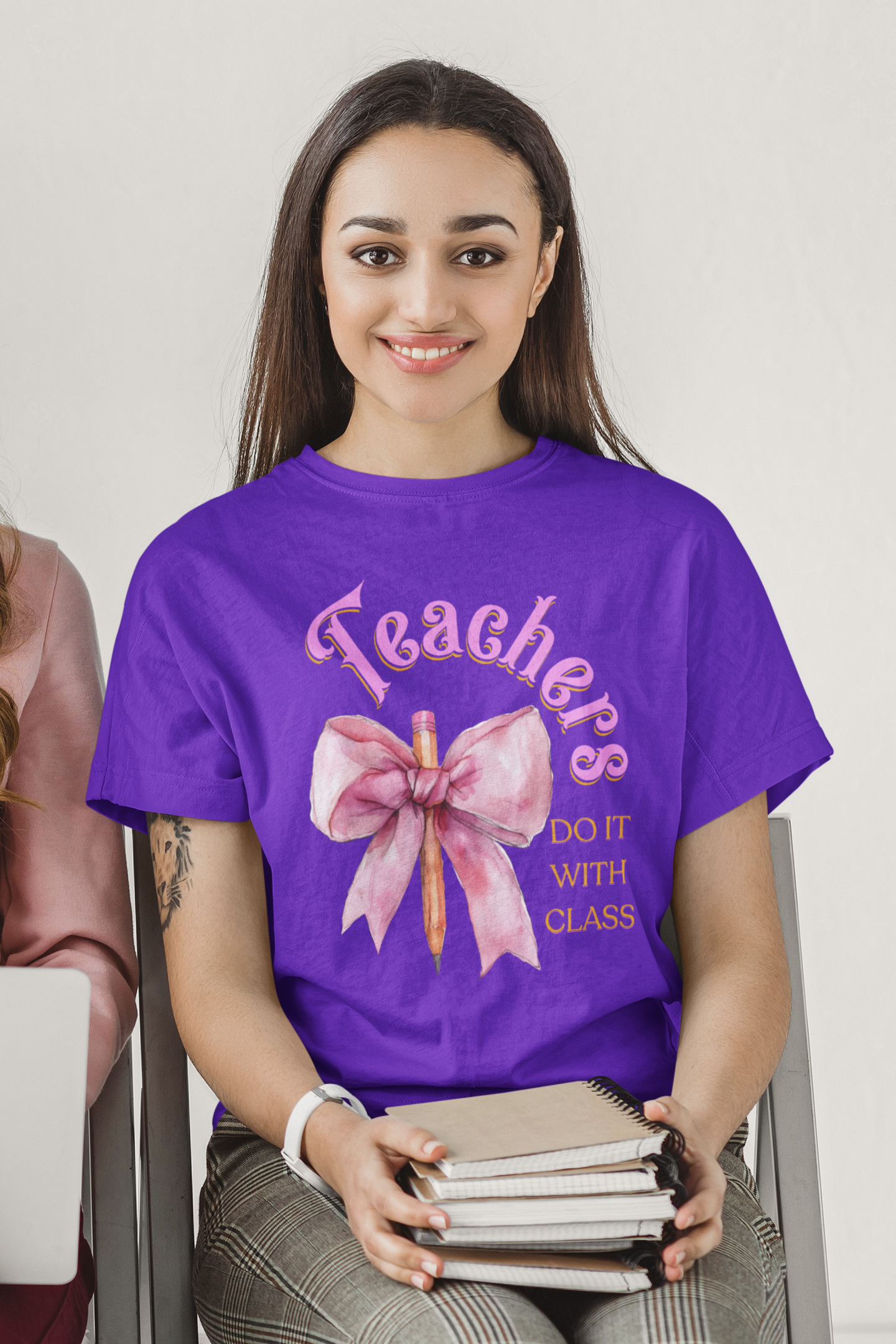 Teachers Do It with Class T-Shirt, Coquette Bow Teacher Shirt, Educator Apparel, Back to School Shirt, Cute Teacher Outfit, Cute Teacher Tee product thumbnail image