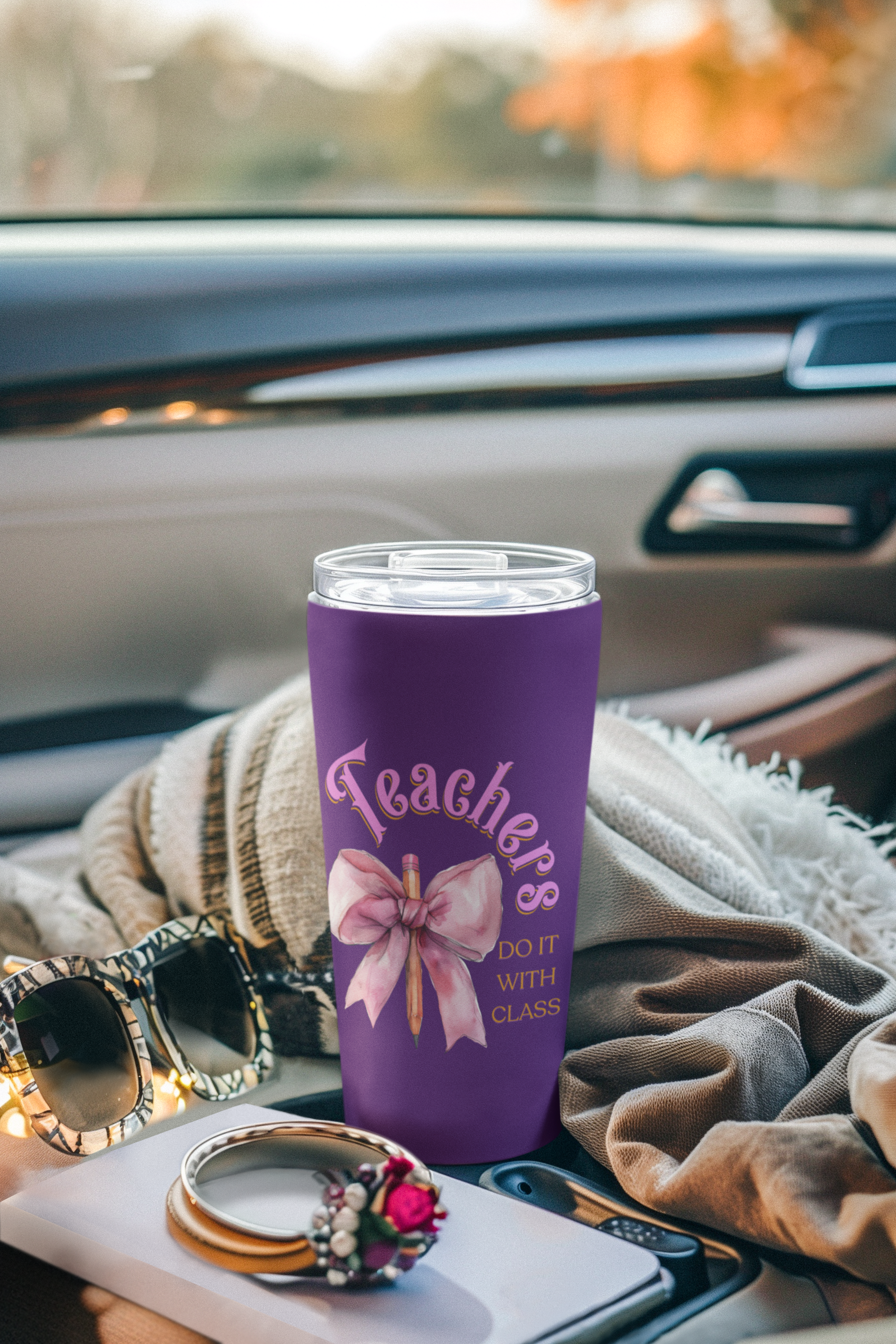 Teacher Appreciation Tumbler | 20oz Cup, Gift for Teachers, Coquette Bow Travel Mug for Teachers, Back to School Gift for Educators, Classy Tumbler product thumbnail image