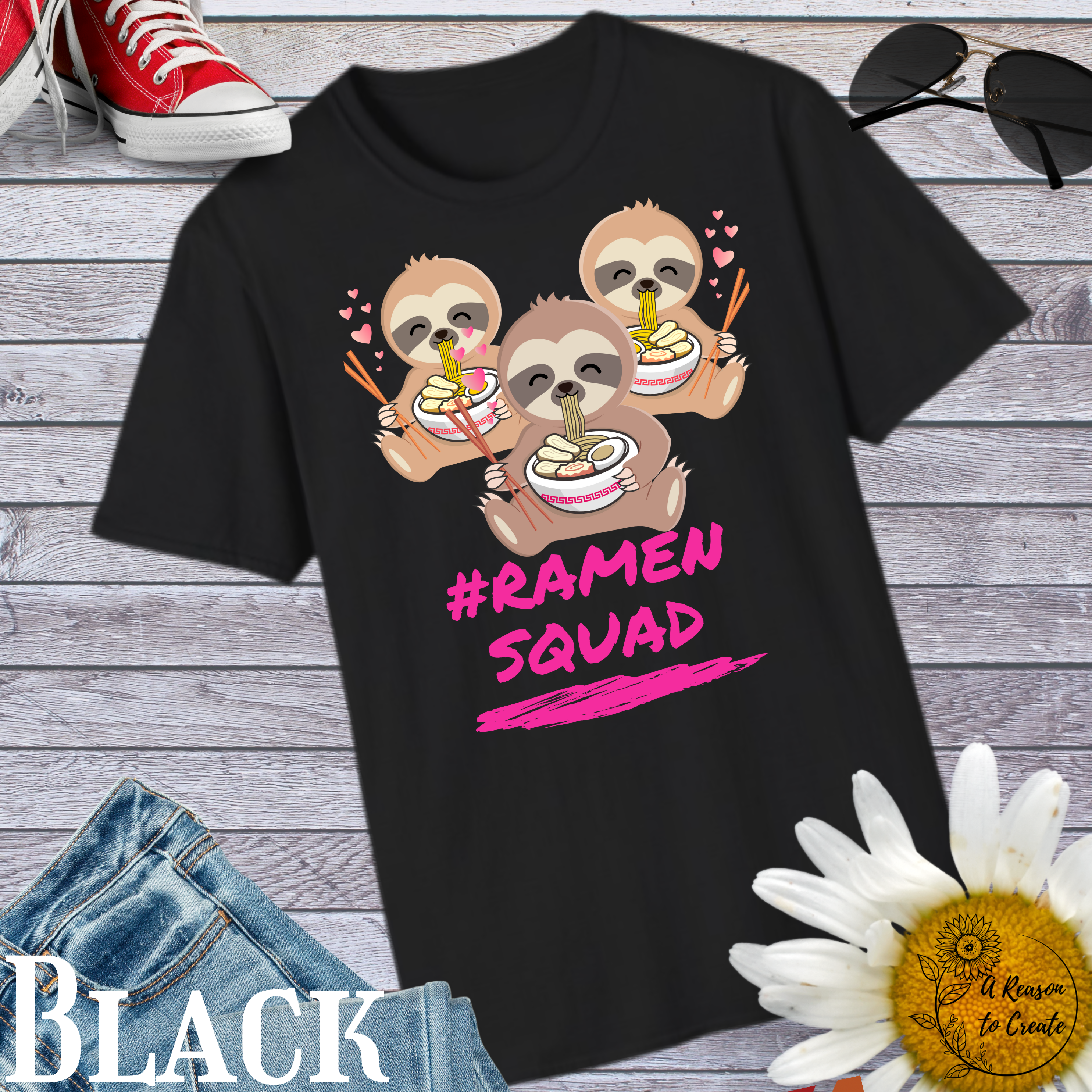 Funny Sloth Ramen T-Shirt for Foodies, Gift for Friends, Casual Wear, Unique Apparel, Ramen Lover Tee