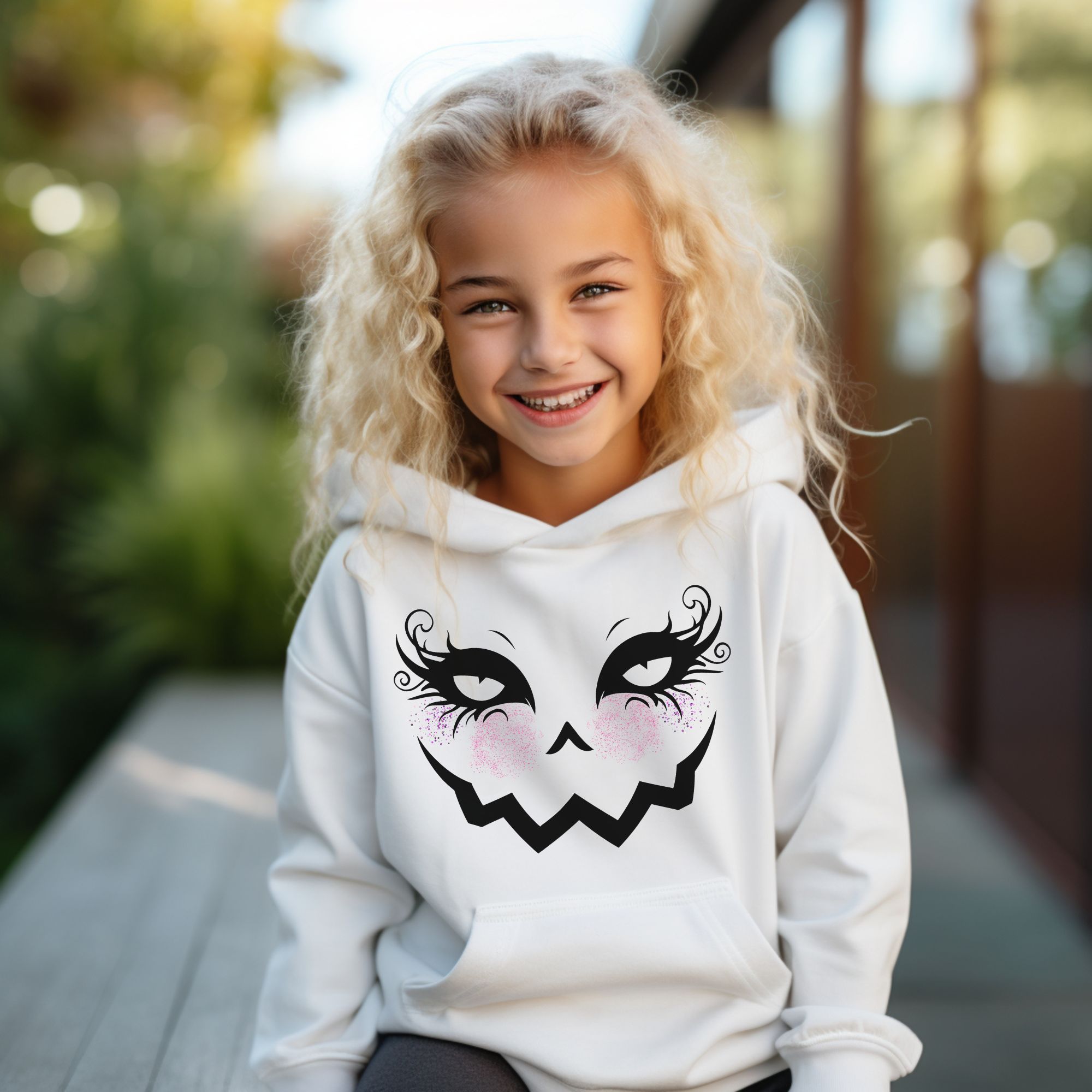 Kids Hoodie - Cute Pumpkin Face Halloween Sweatshirt product thumbnail image