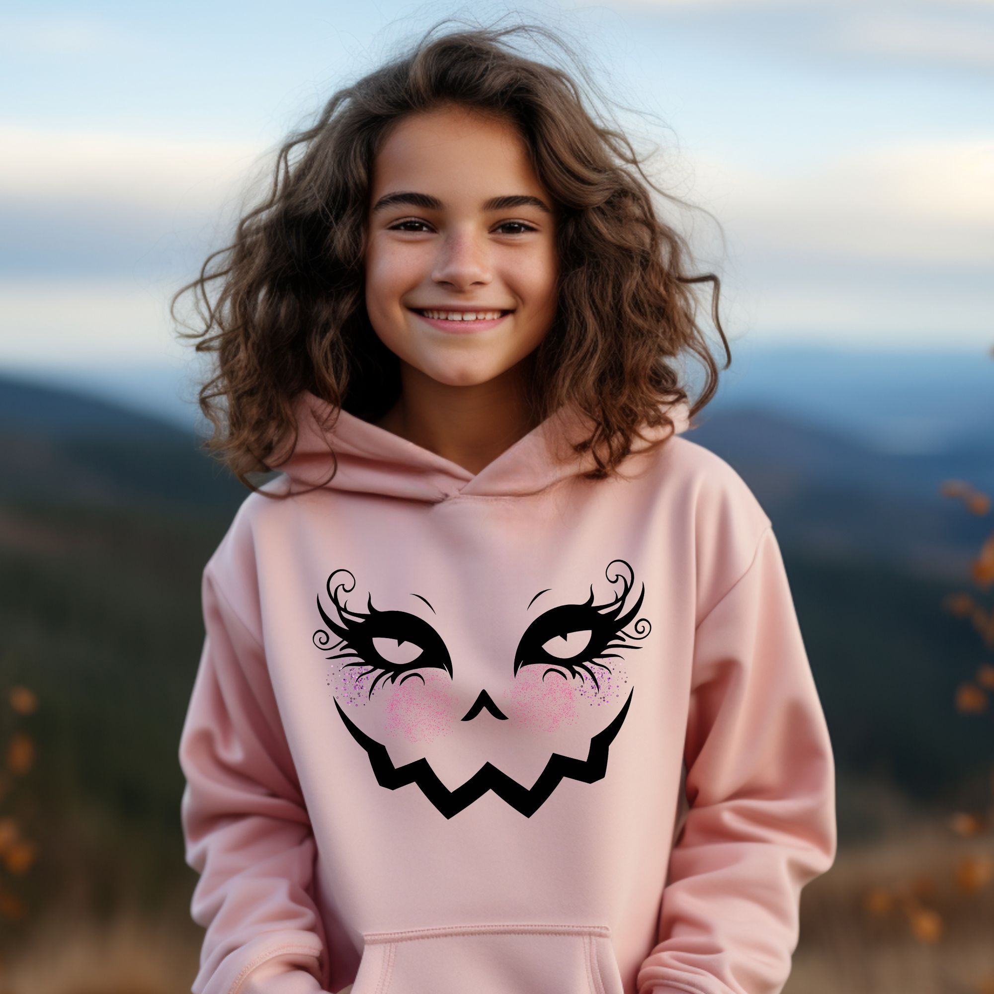 Kids Hoodie - Cute Pumpkin Face Halloween Sweatshirt product thumbnail image