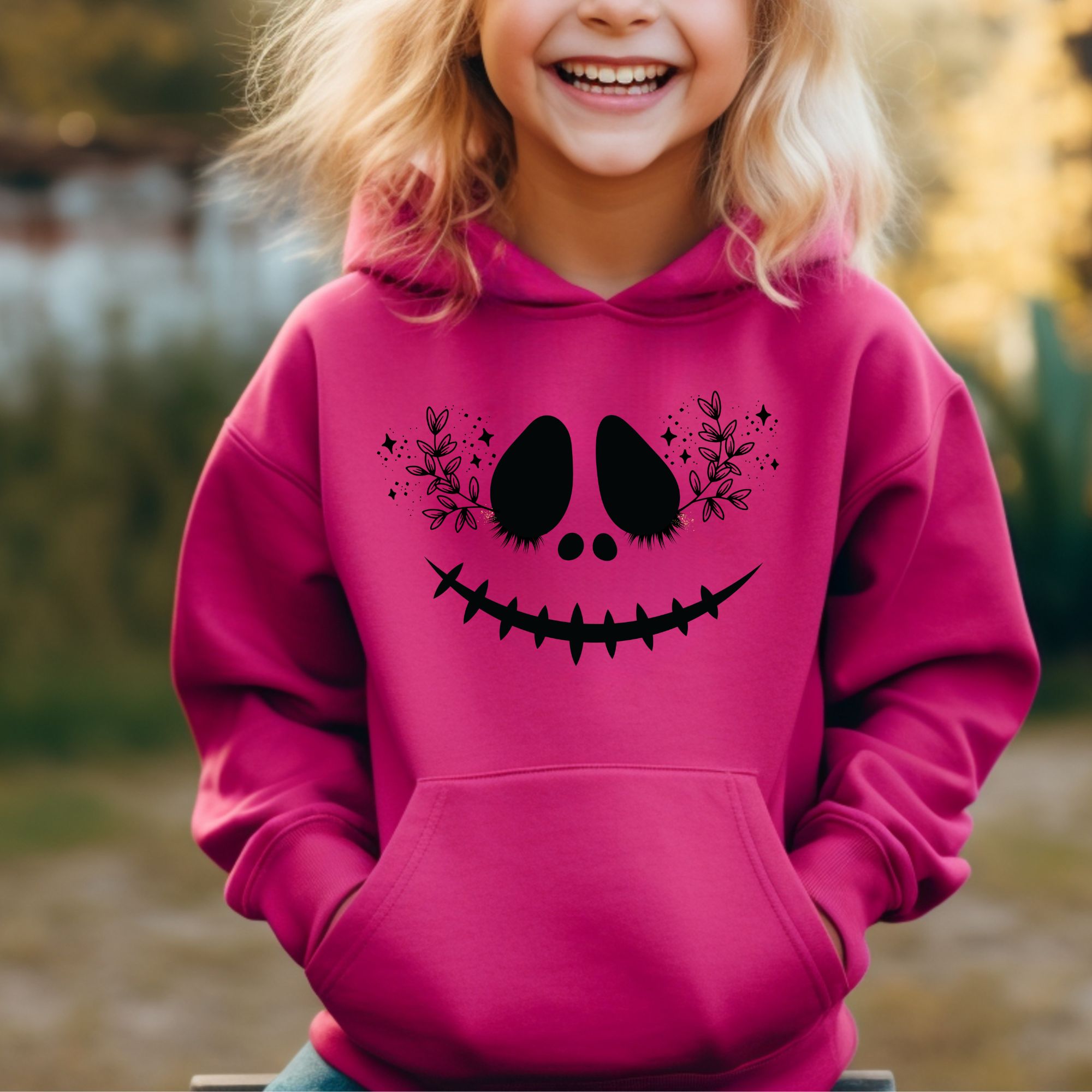 Floral Pumpkin Kids Hoodie product thumbnail image