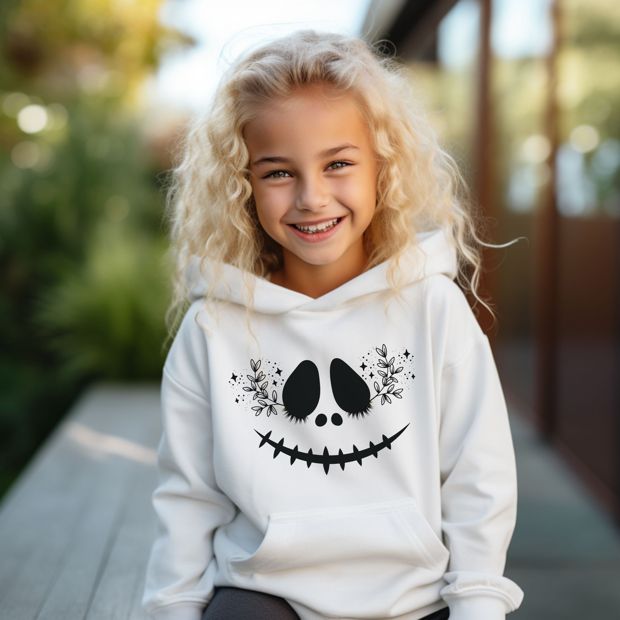 Floral Pumpkin Kids Hoodie product thumbnail image