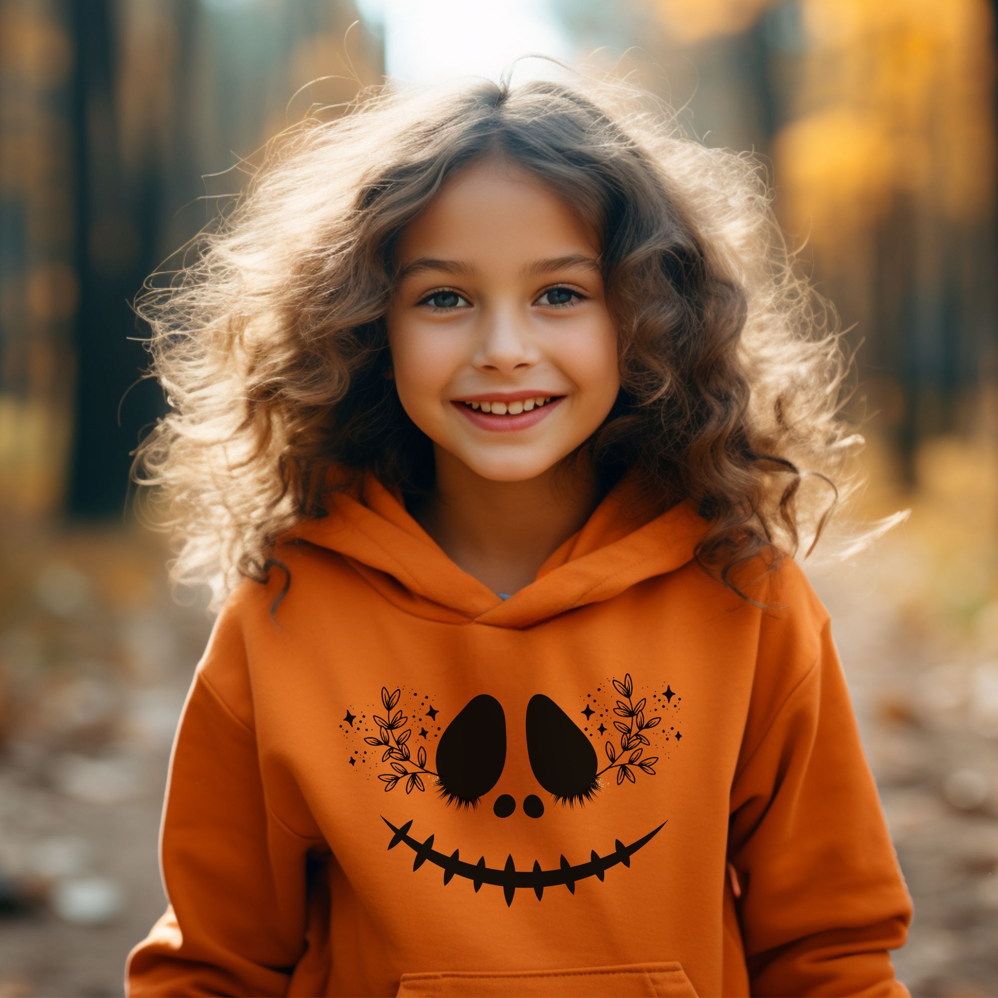 Floral Pumpkin Kids Hoodie product thumbnail image