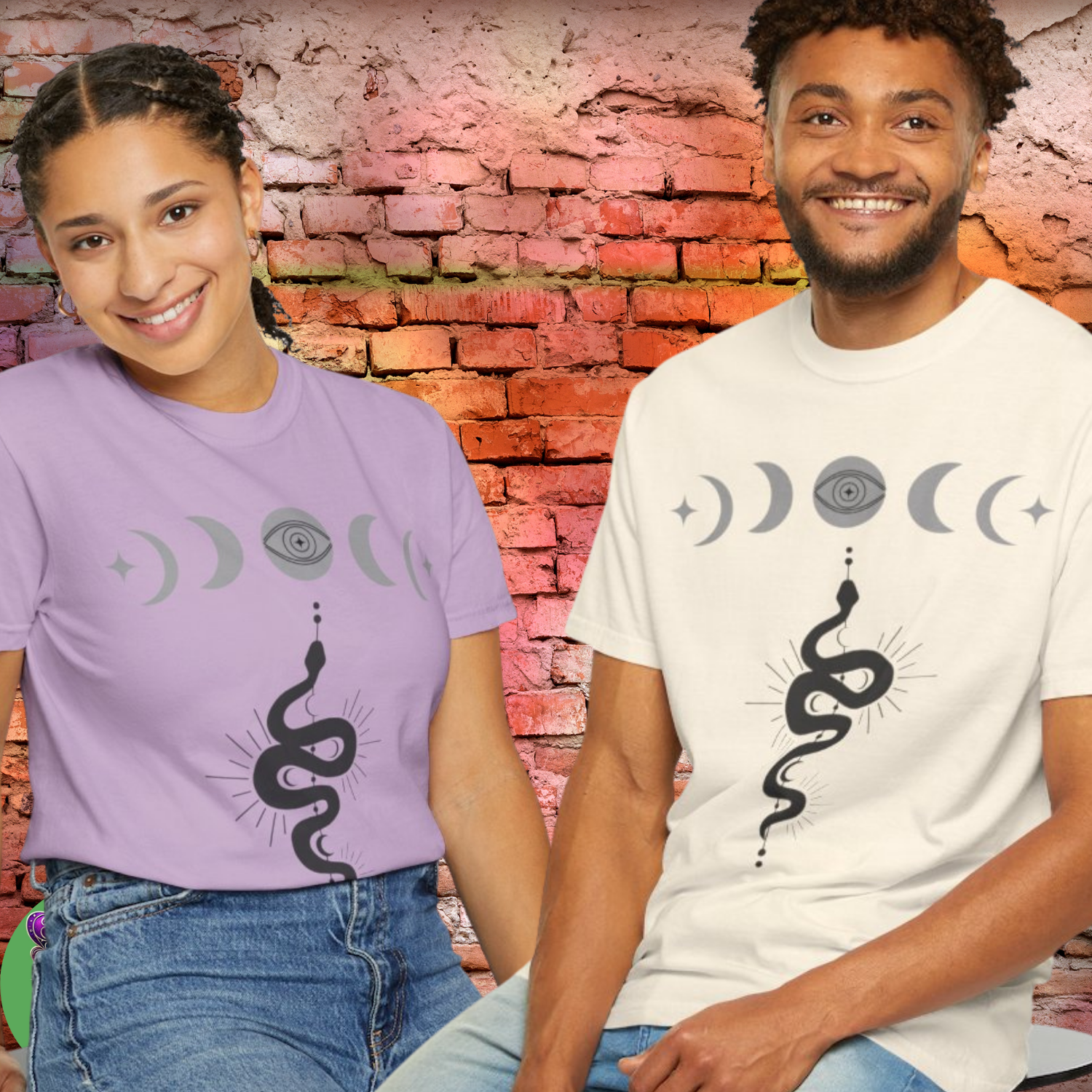Mystic Serpent Unisex Cotton Graphic T-Shirt by CarmaQuanTarot | Occult Snake Design, Moon Phases Shirt, Spiritual Streetwear, Witchy Apparel for Men, Festival Gift Idea product thumbnail image Mystic Serpent Unisex Cotton Graphic T-Shirt by CarmaQuanTarot | Occult Snake Design, Moon Phases Shirt, Spiritual Streetwear, Witchy Apparel for Men, Festival Gift Idea product thumbnail image