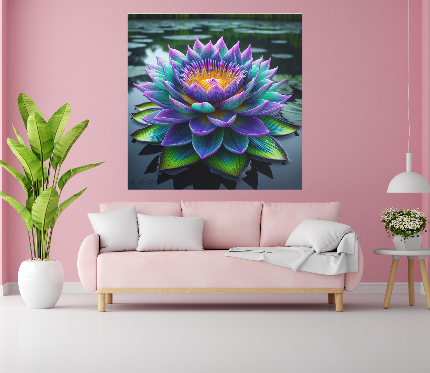 Dopamine Decorating Lotus Flower Silk Poster – Colorful Meditation Wall Art, Spiritual Home Decor, Yoga &amp; Zen Space Print, Gift for Nature Lovers &amp; Boho Aesthetic Room Decor